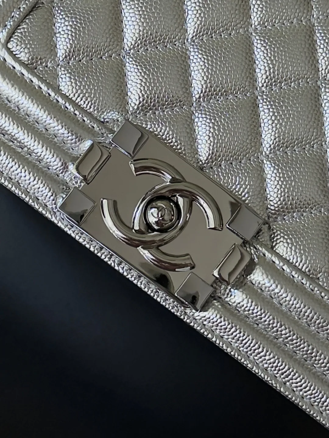 Chanel Silver Quilted Leather Crossbody Bag product photo from LabelPicks
