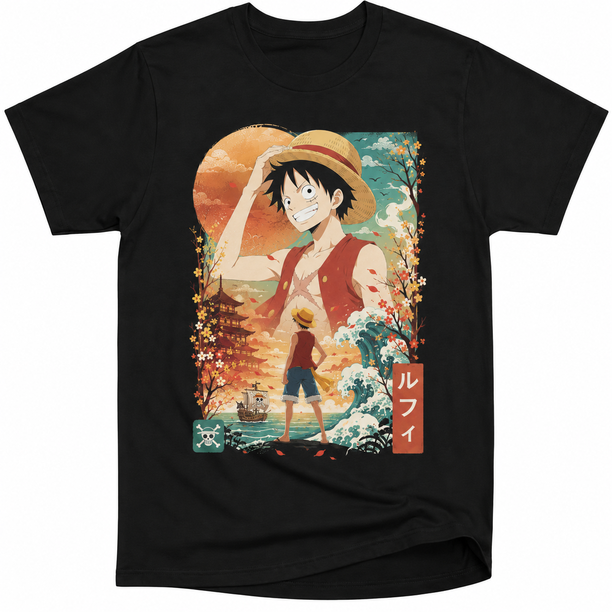 Remera Anime de Piratas Luffy Manga Corta