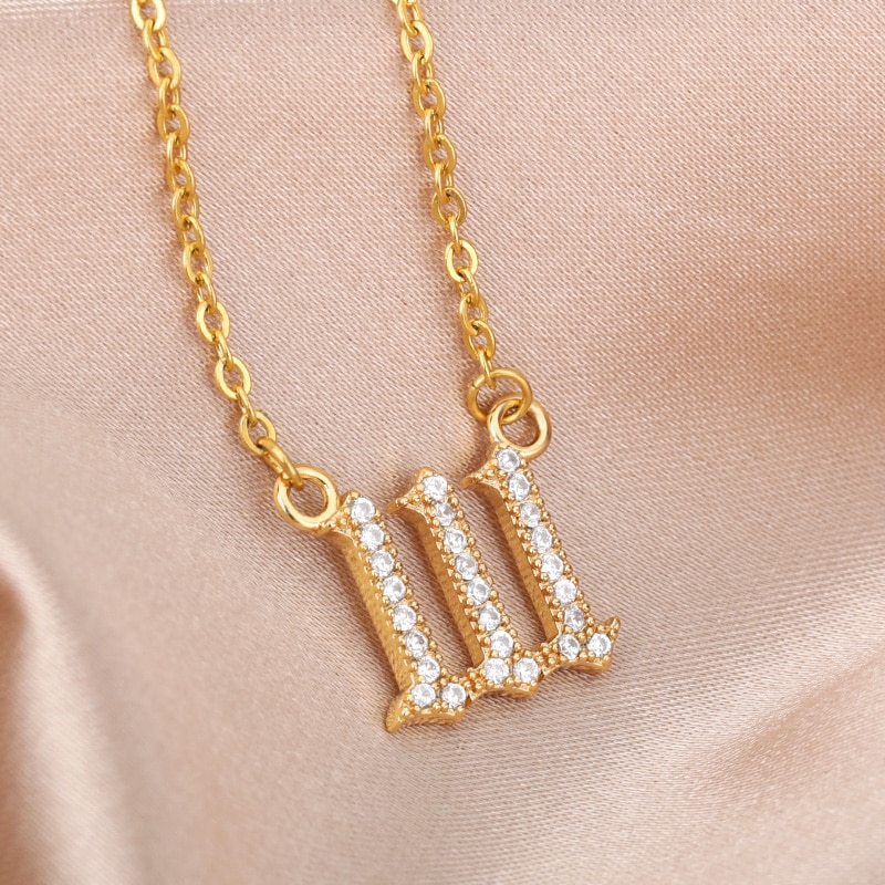 111-999 Angel Number Necklace with Bling Zirconia