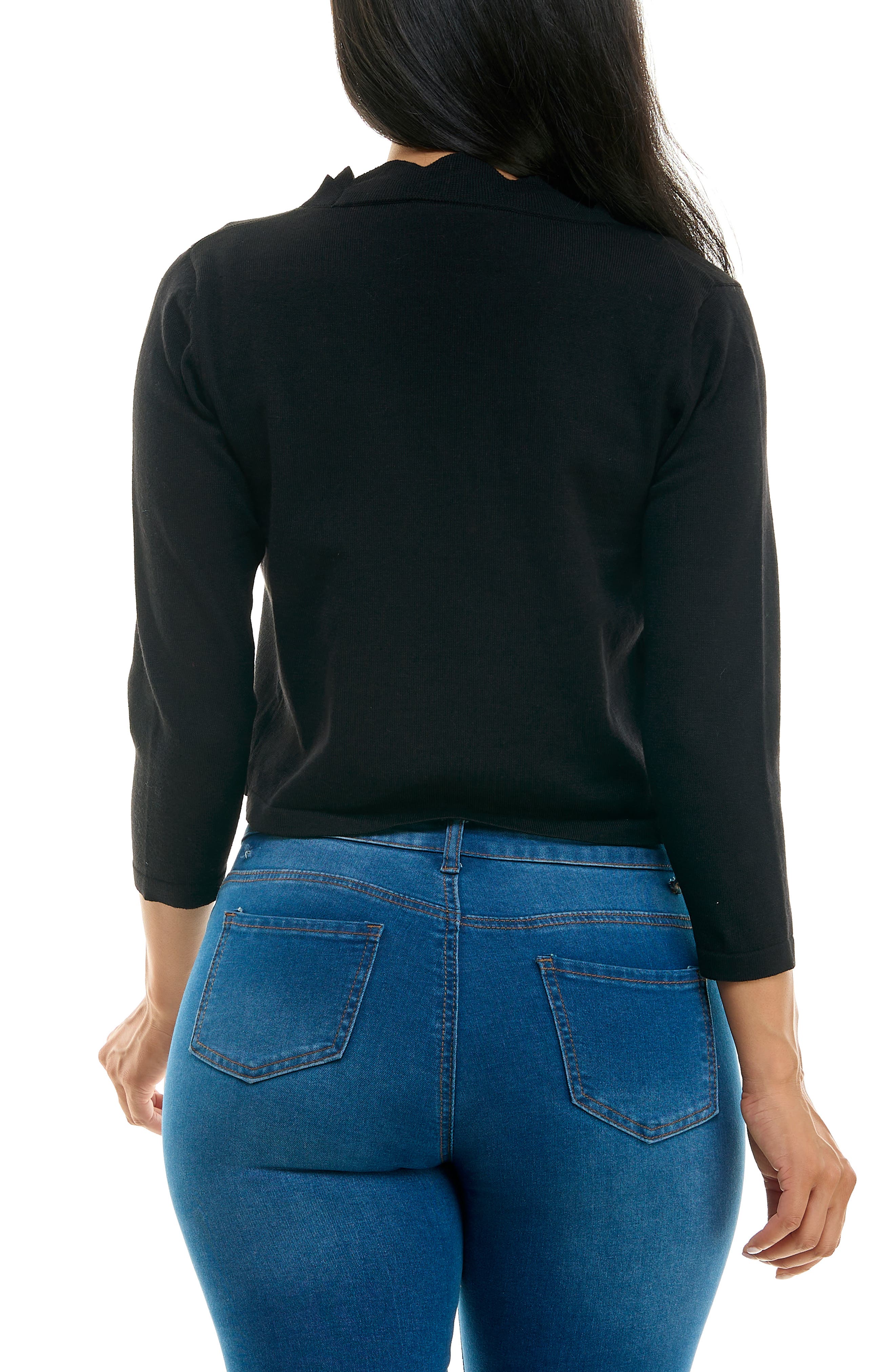 Nina Leonard Scalloped Bolero Shrug Sweater
