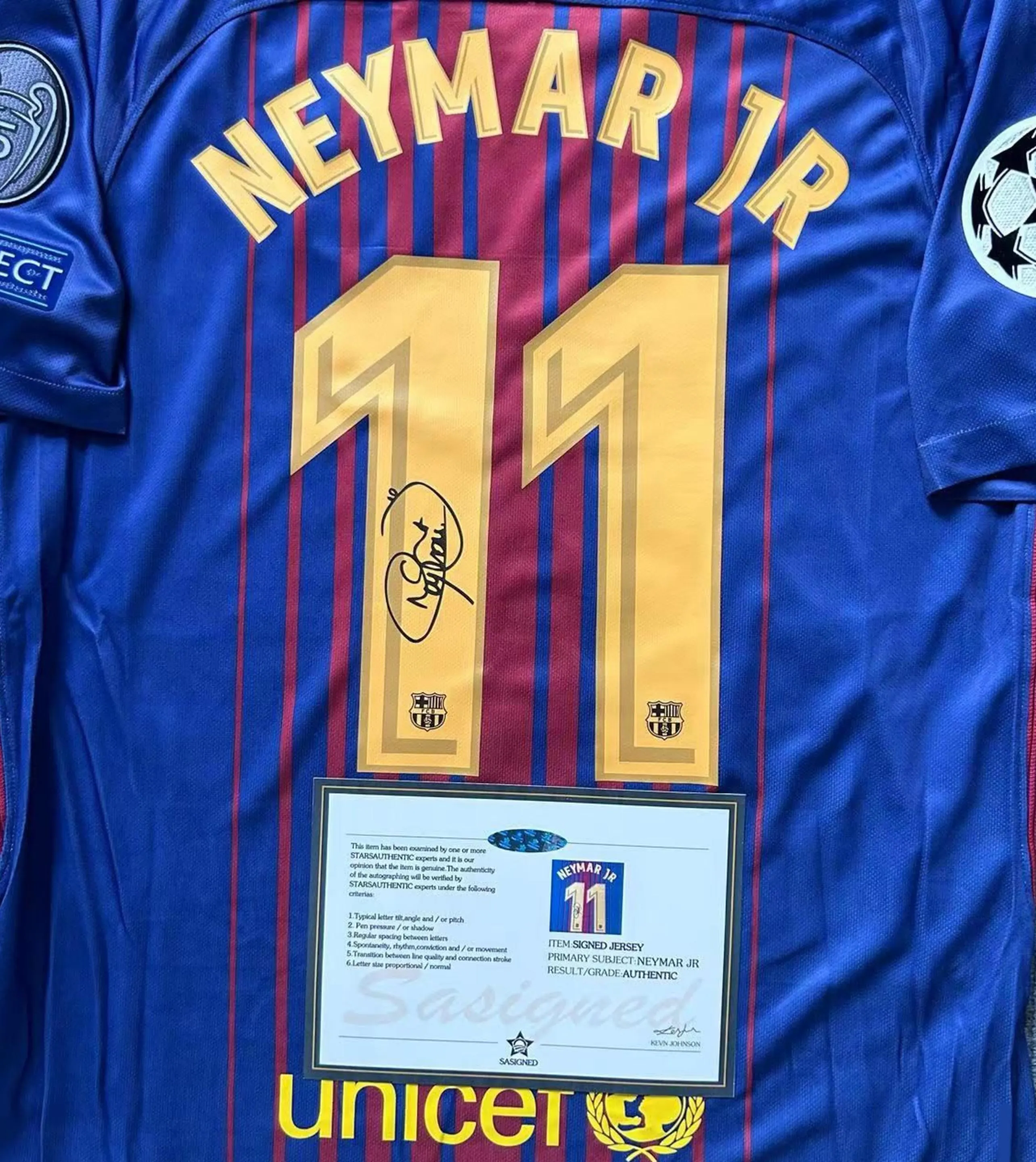 Neymar Jr SIGNED Barcelona LAST 17/18 Home Jersey/Shirt - COA - 2017