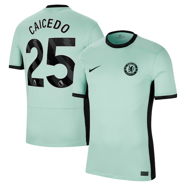 Moisés Caicedo Chelsea Nike 2023/24 Third Stadium Replica Player Jersey - Mint/Blue/Navy