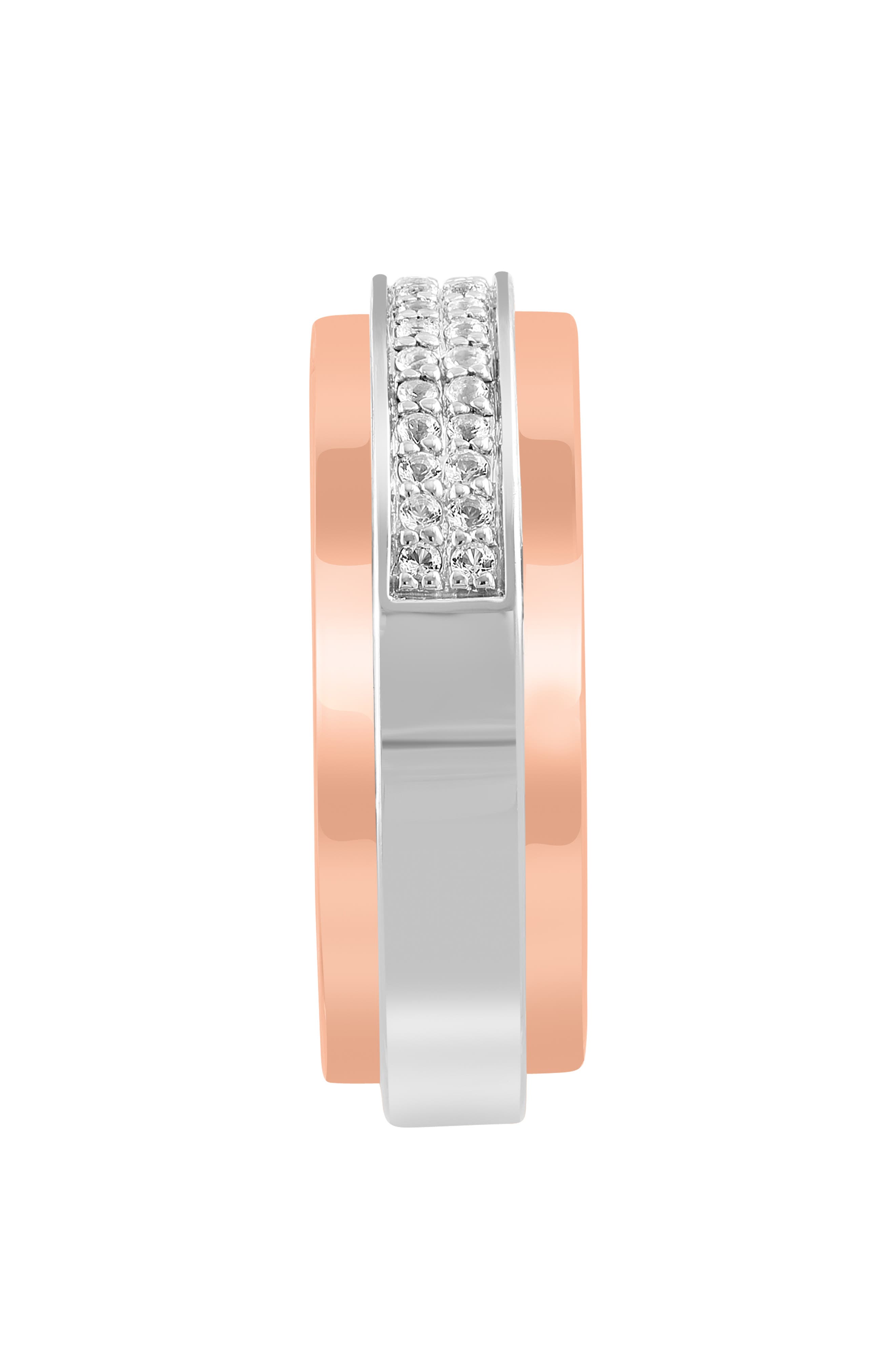 EFFY Two-Tone White Topaz Pavé Ring - Size 10