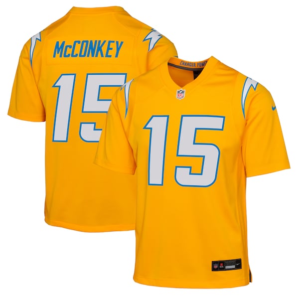 Ladd McConkey Los Angeles Chargers Nike Youth Alternate Charger Power Game Player Jersey - Gold/Navy