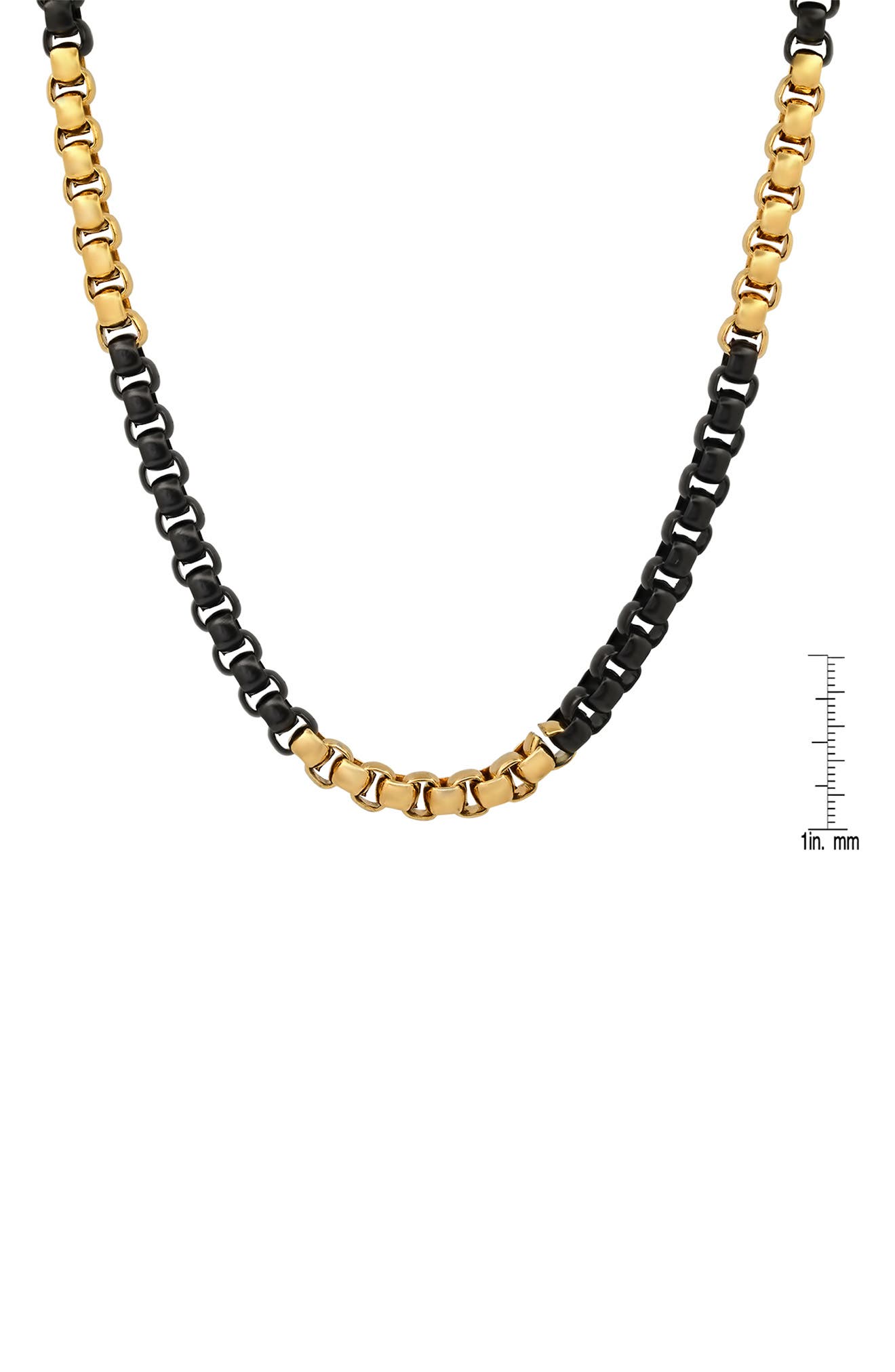 HMY JEWELRY Stainless Steel Two Tone Box Chain Necklace