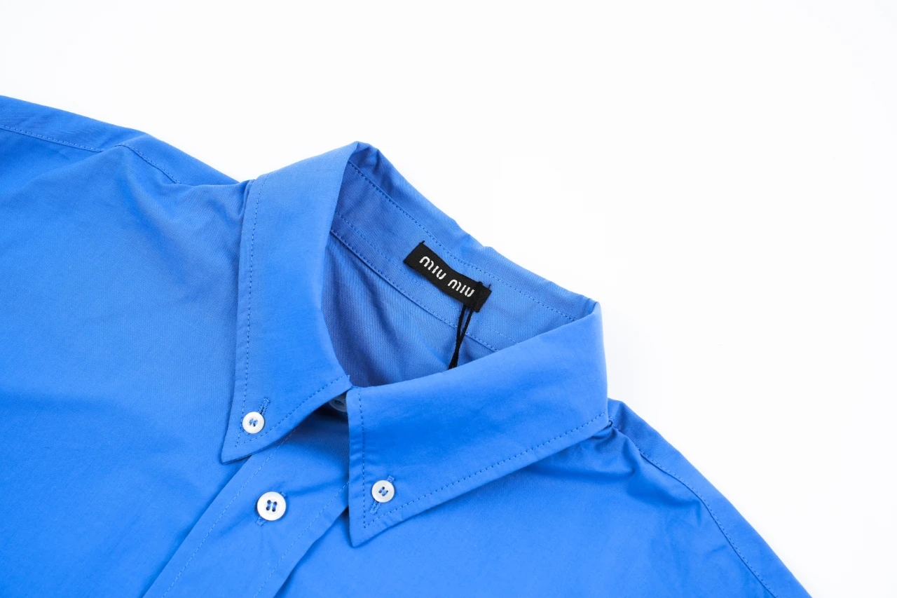 Miu Miu Klein Blue Embroidered Long Sleeve Shirt product photo from LabelPicks