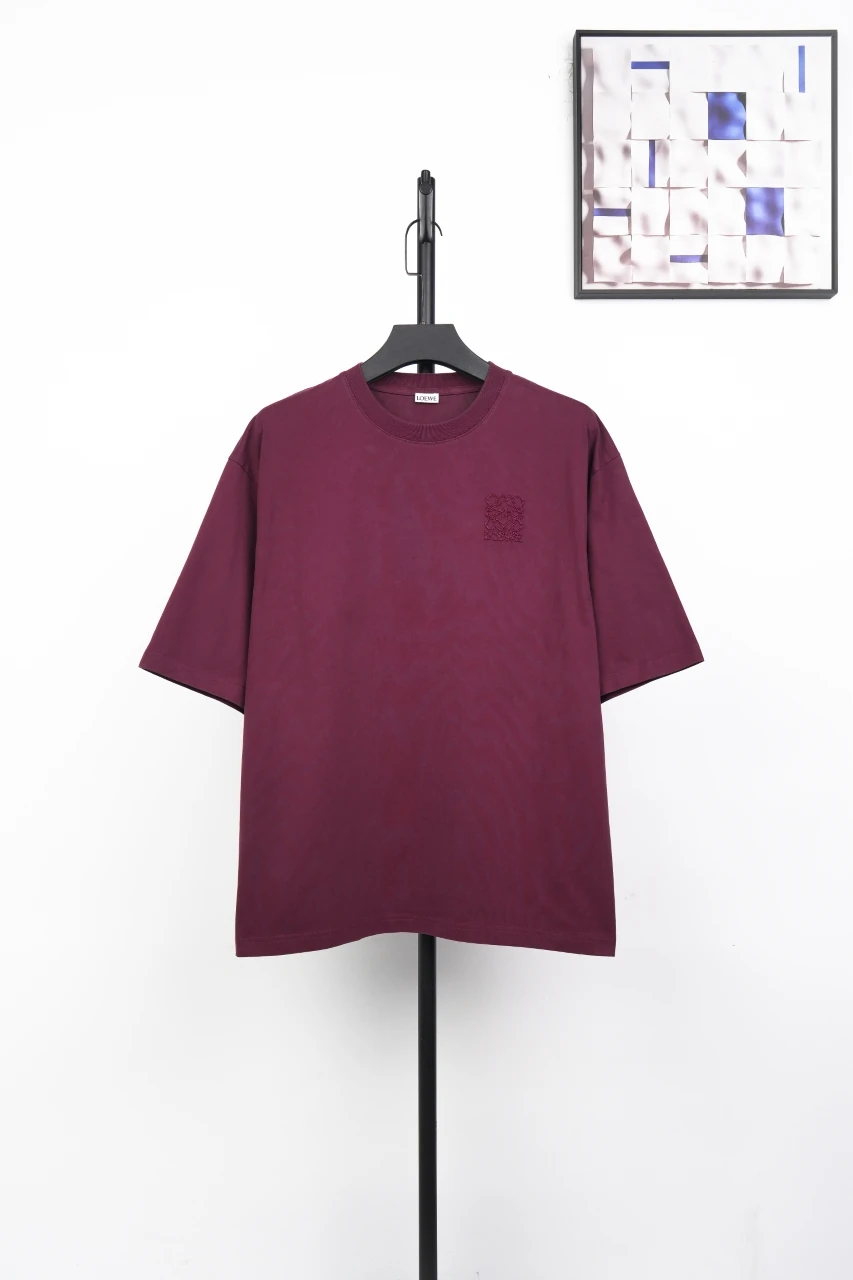 LOEWE Burgundy Pocket T-Shirt with Tonal Anagram product photo from LabelPicks