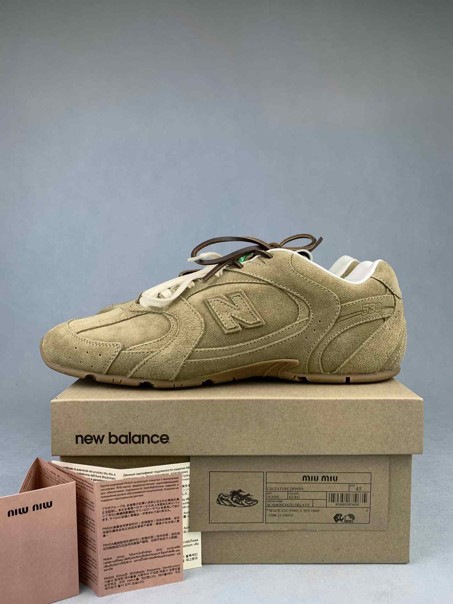 New Balance X Miu Miu 530 SL suede and mesh sneakers