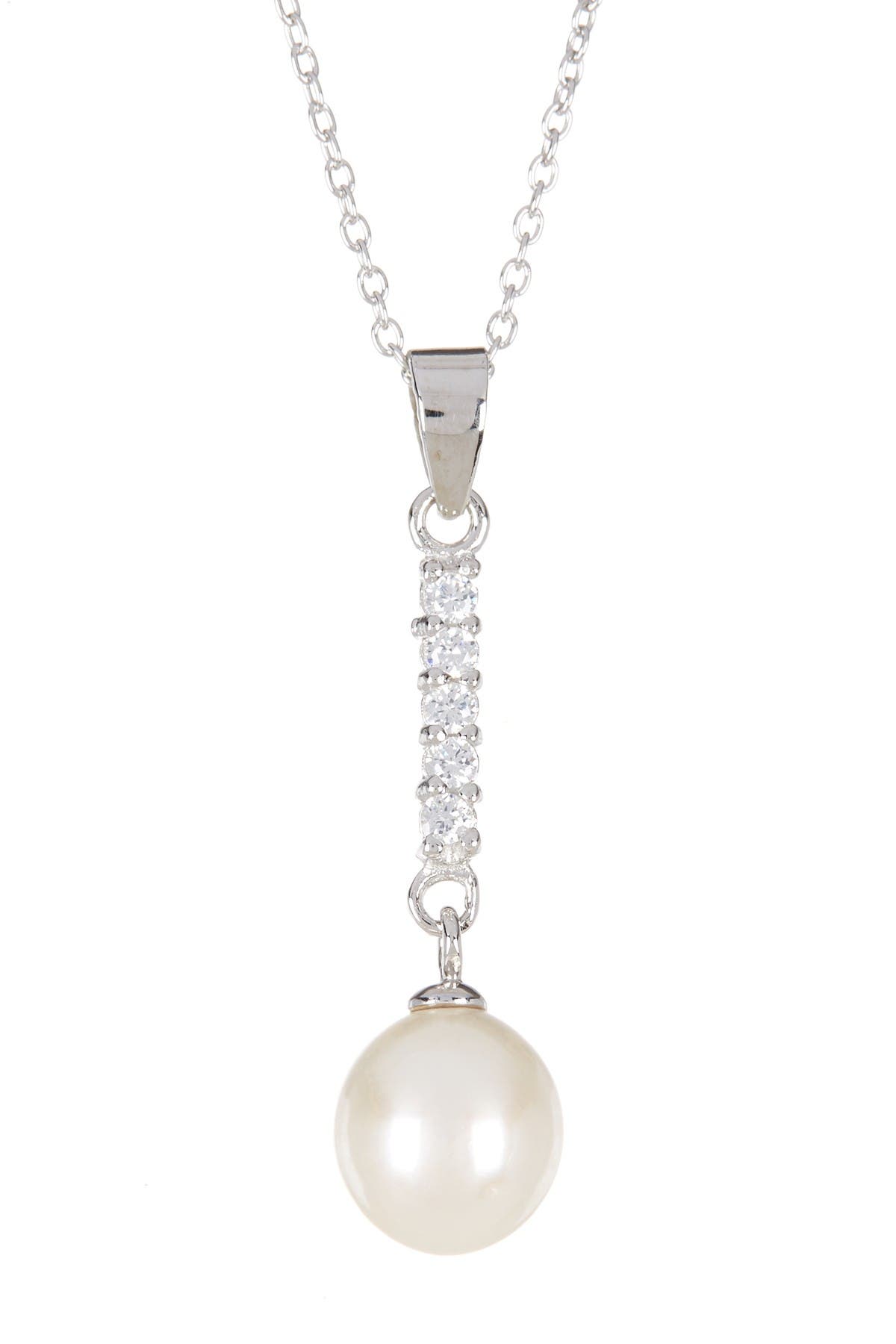 SPLENDID PEARLS Dangling CZ & 8-9mm Pearl Necklace & Earrings Set