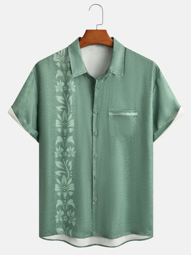 Tropical Floral Print Short Sleeve Casual Shirt