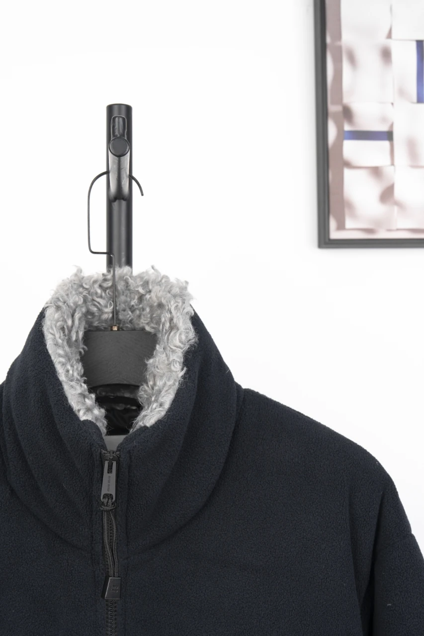 Miu Miu Black Fur Collar Embroidered Down Jacket product photo from LabelPicks