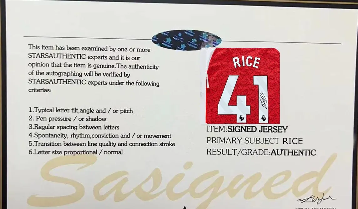 Declan Rice SIGNED Arsenal 25/26 Home Jersey/Shirt - COA - 2025