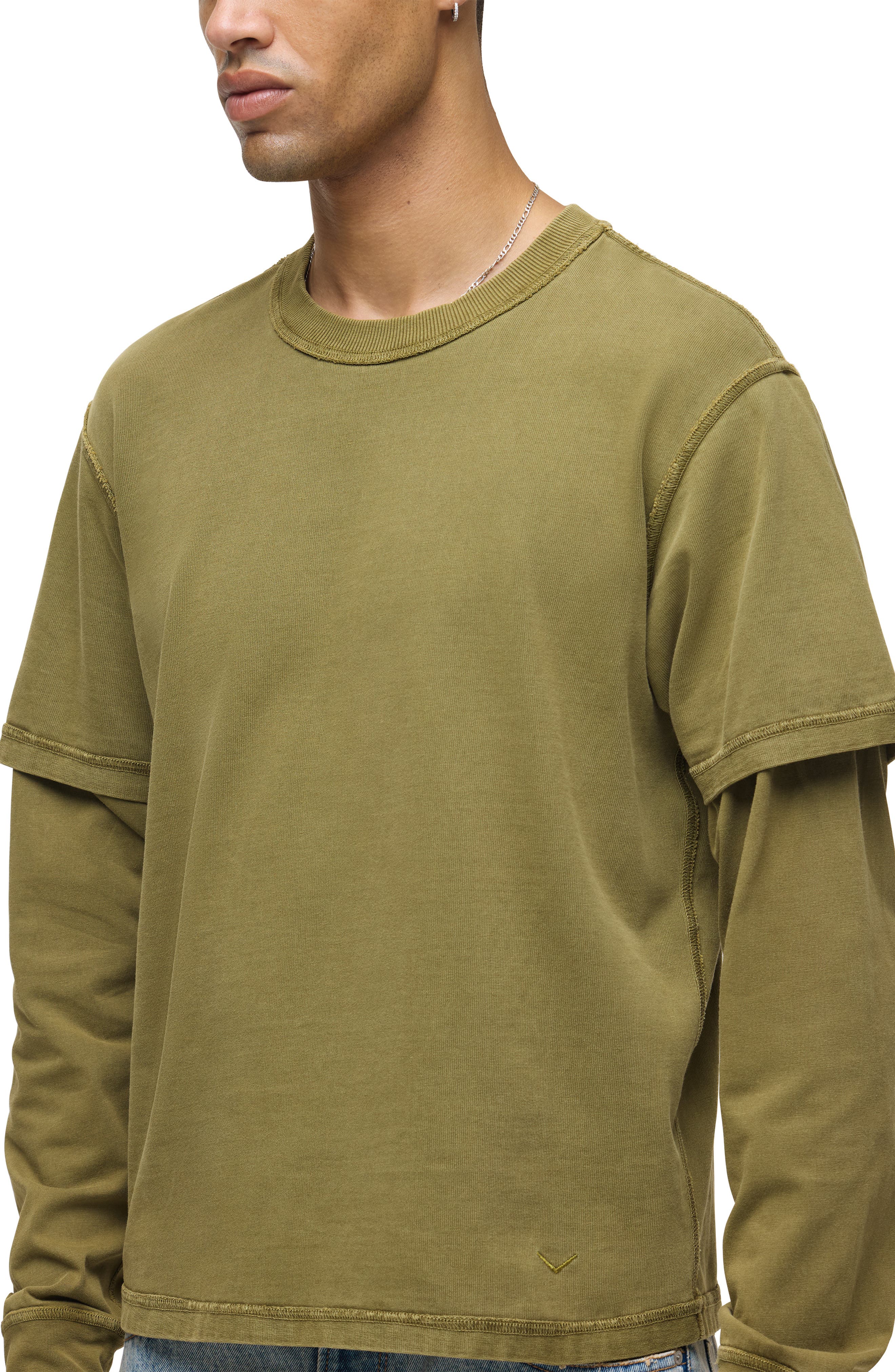 Hudson Jeans Hybrid Layered Long Sleeve Cotton T-Shirt