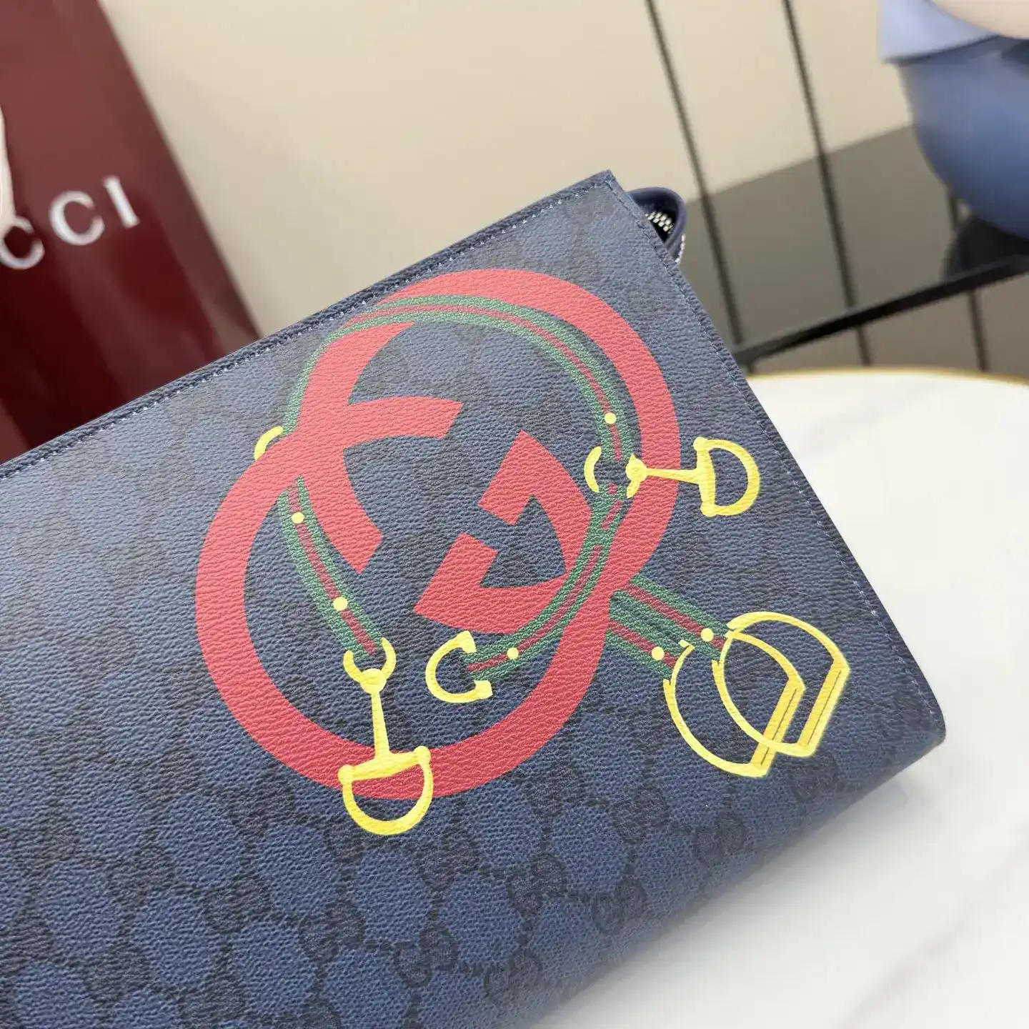 Gucci Navy GG Supreme Canvas Clutch product photo from LabelPicks