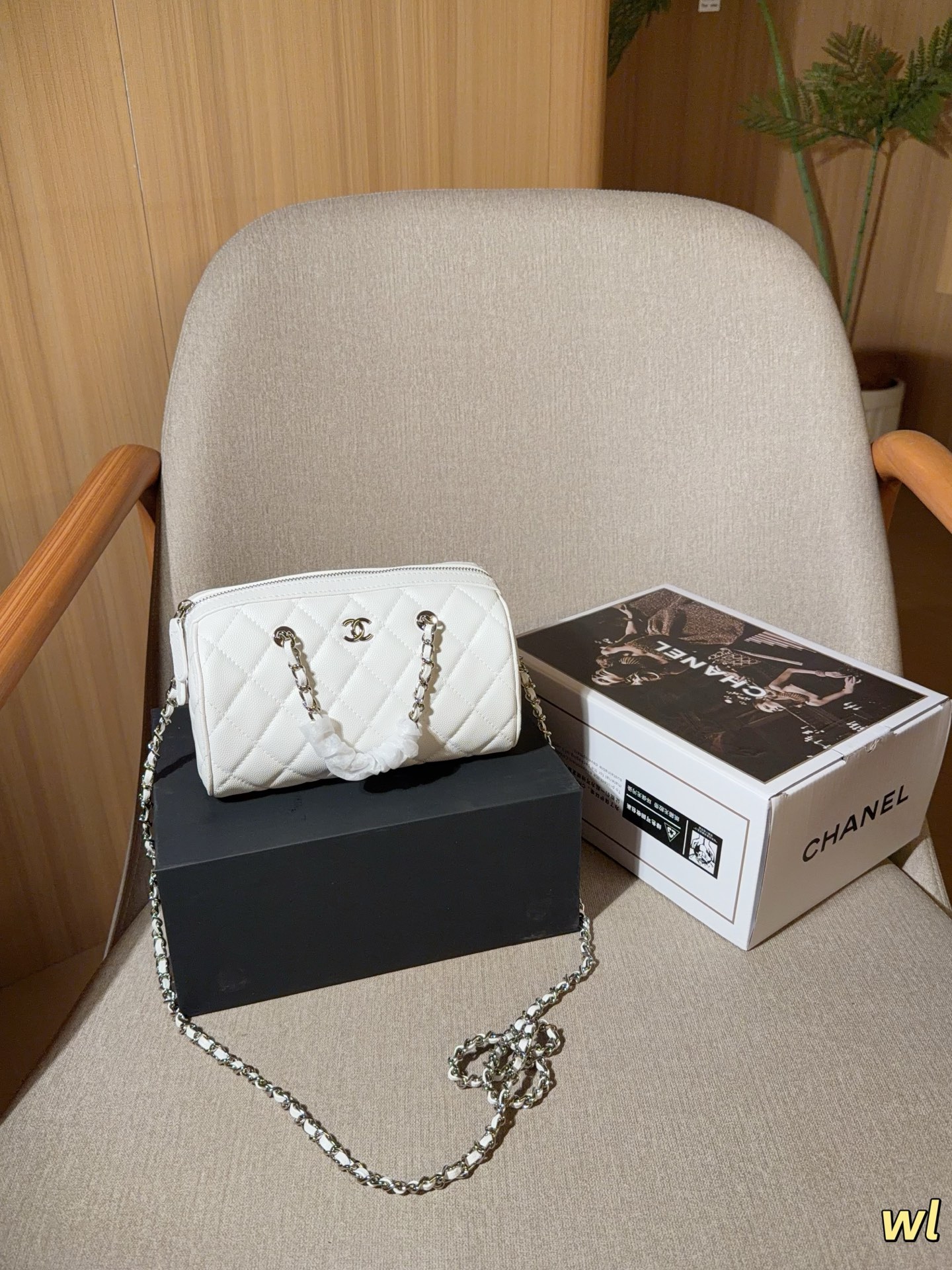 Chanel 25P Caviar Bowling Bag