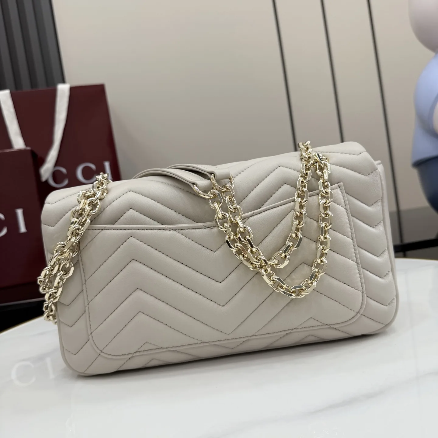 Gucci Marmont Grey GG Supreme Canvas Shoulder Bag product photo from LabelPicks