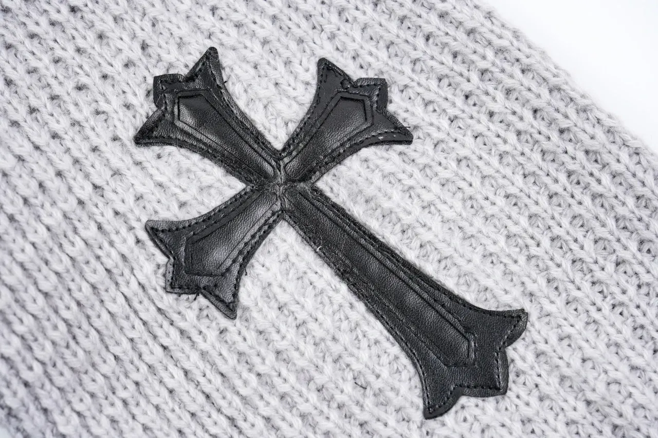 Chrome Hearts Grey Waffle Cashmere Blend Cardigan product photo from LabelPicks
