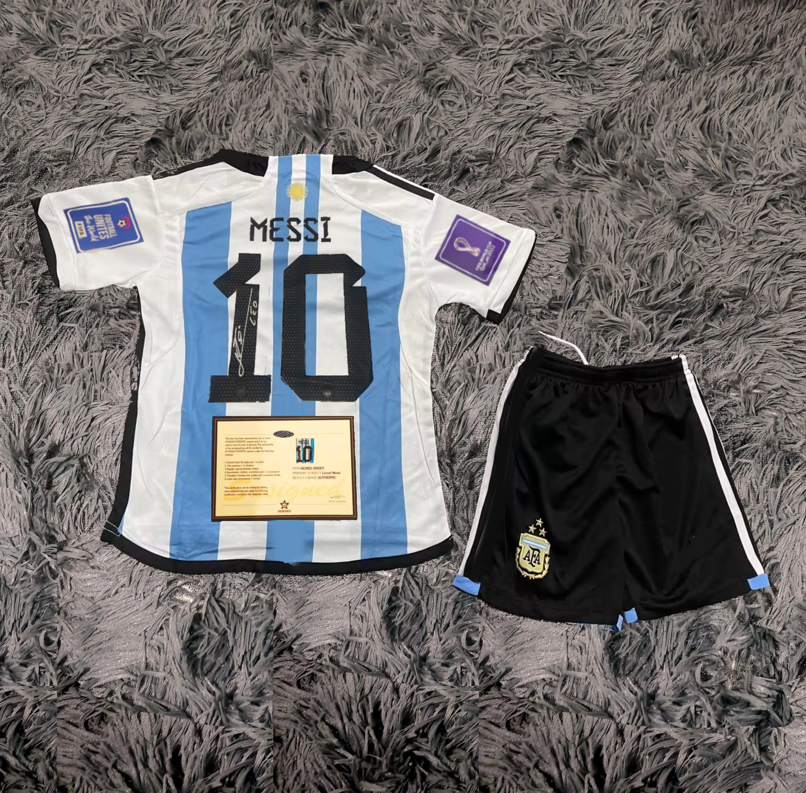 Lionel Messi SIGNED Argentina WORLD Cup Home Jersey/Shirt - COA - 2022