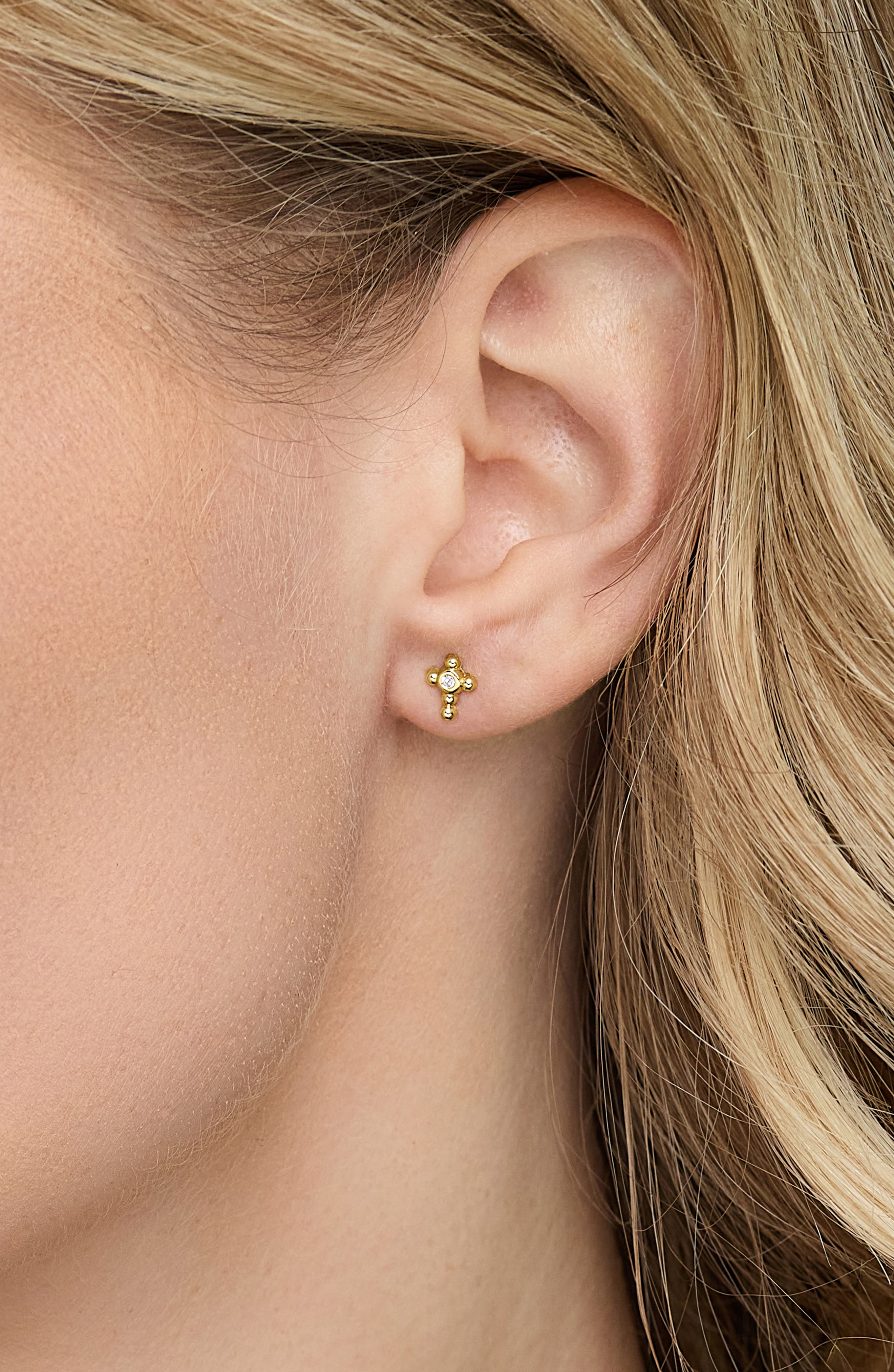 Bony Levy Icon 18K Yellow Gold Diamond Cross Stud Earrings