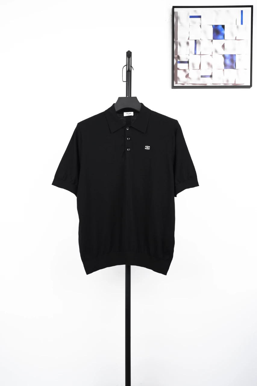 CELINE Black Knit Triomphe Polo Shirt product photo from LabelPicks
