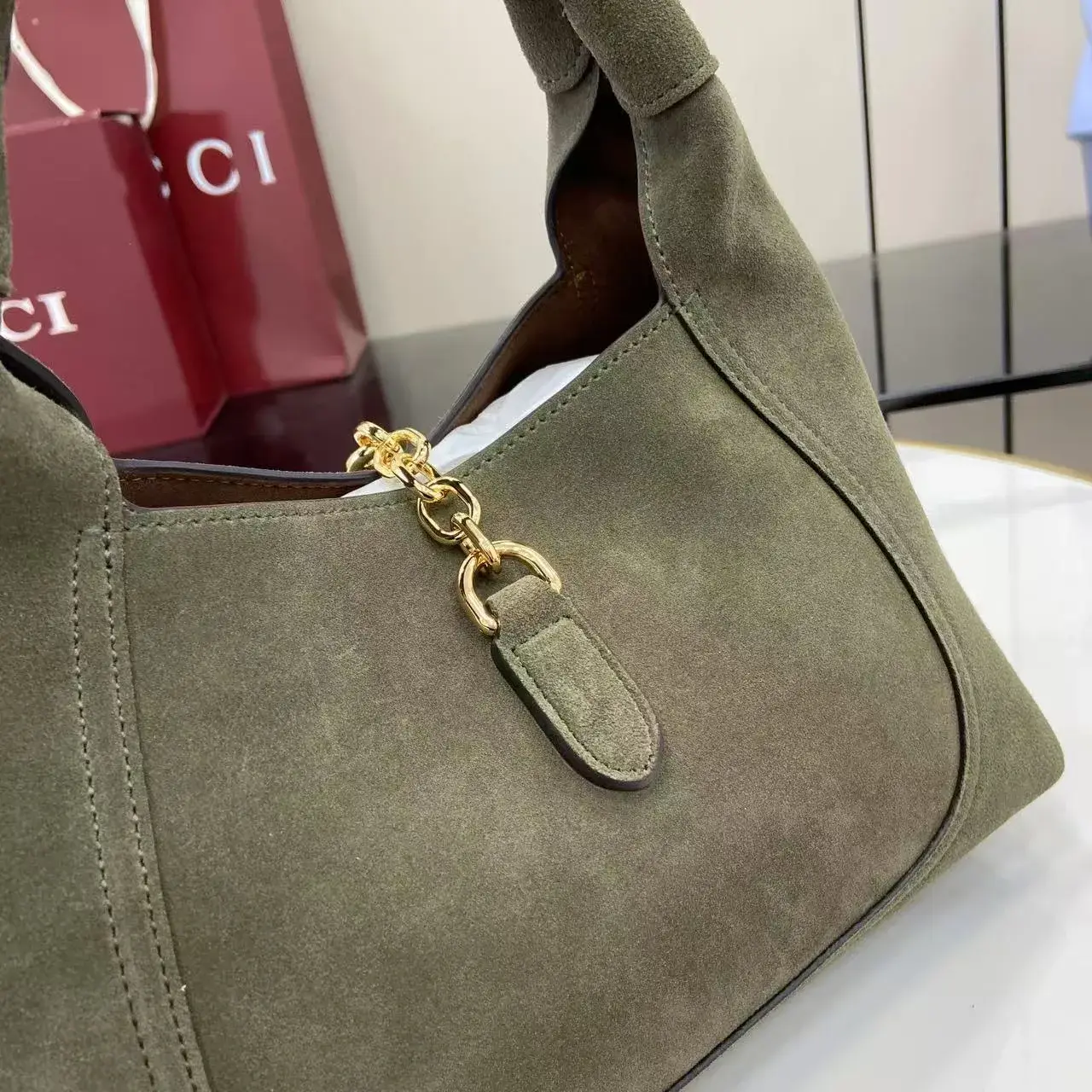 Gucci Green Suede Leather Shoulder Bag product photo from LabelPicks