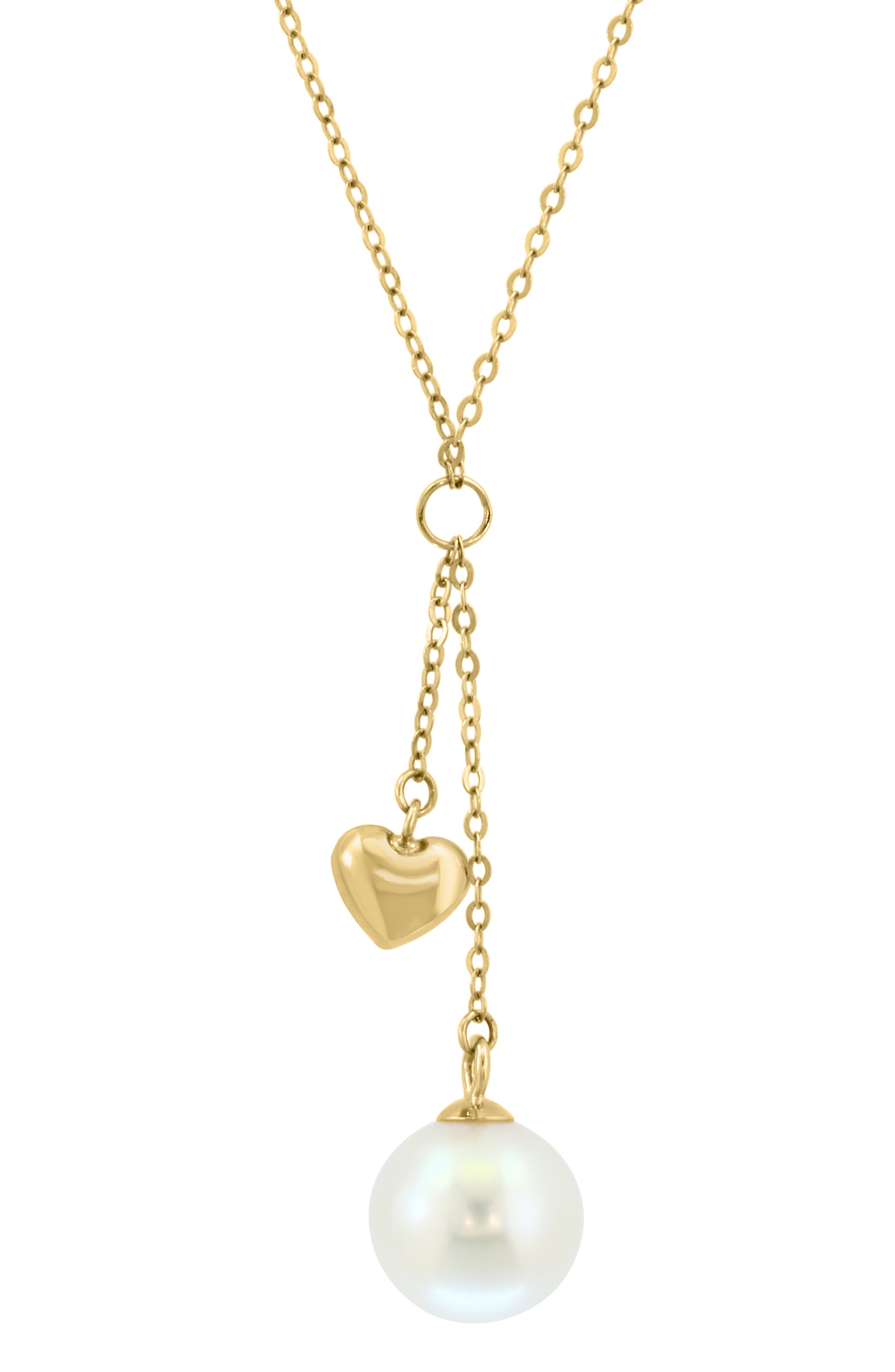 EFFY Freshwater Pearl & Heart Drop Pendant Necklace