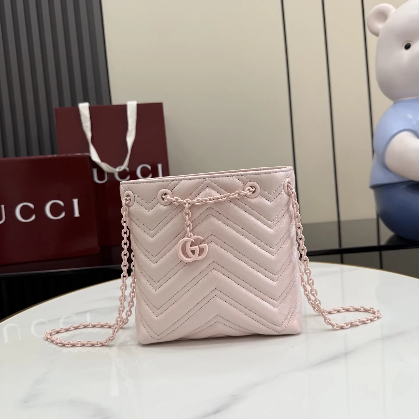 Gucci Marmont Pink GG Supreme Canvas Bucket Bag product photo from LabelPicks