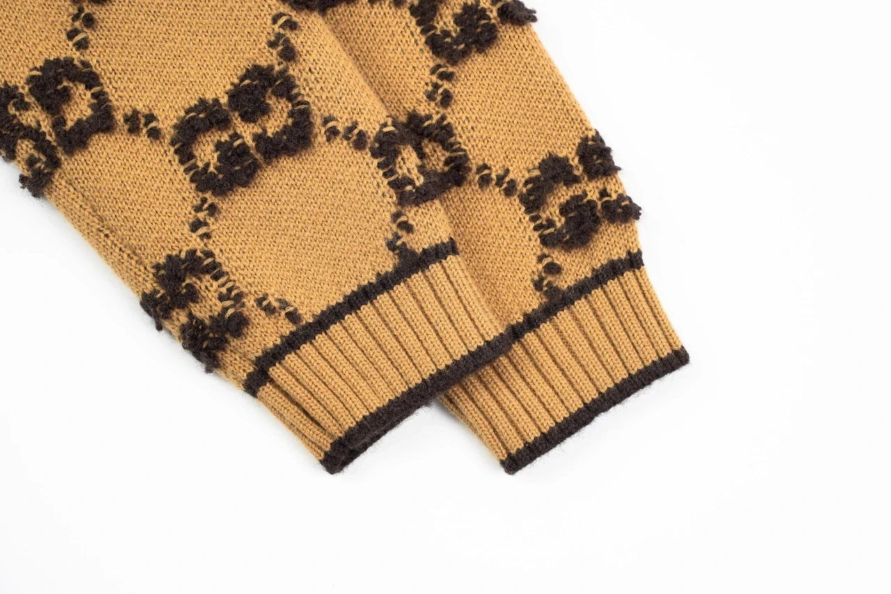 GUCCI Caramel Brown GG Jacquard Knit Cardigan product photo from LabelPicks