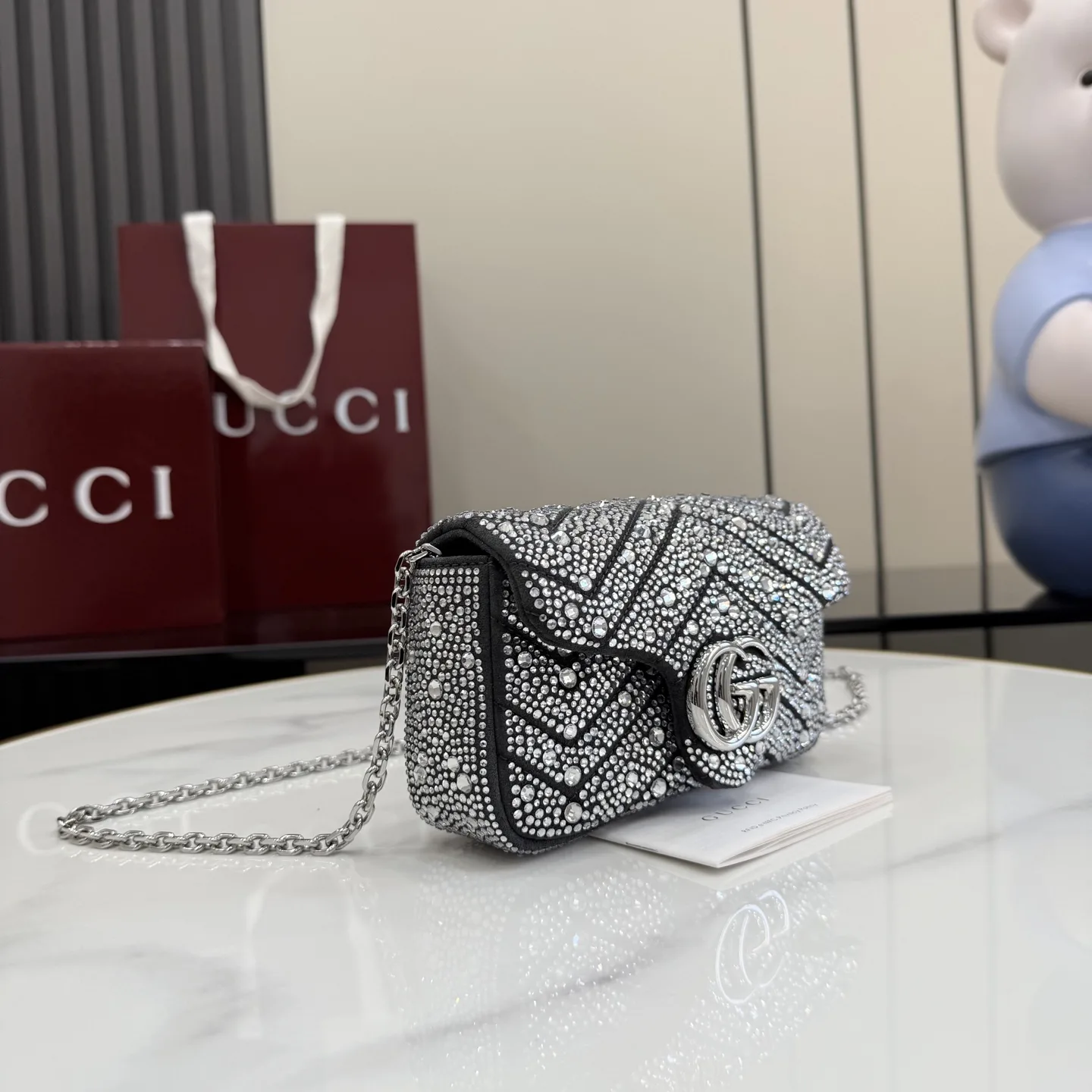 Gucci Grey Marmont GG Supreme Canvas Crossbody Bag product photo from LabelPicks