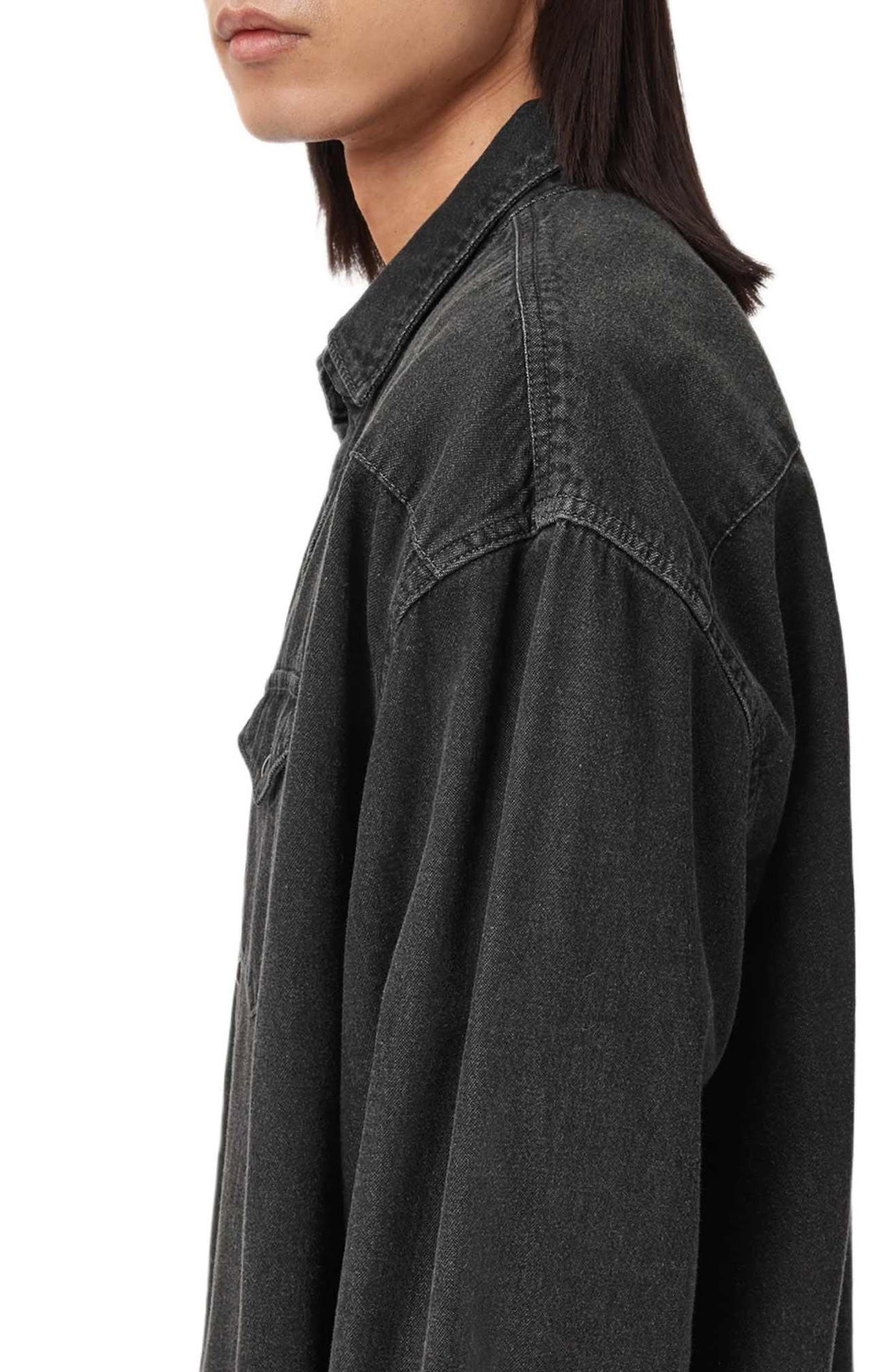 AllSaints Fenton Cotton Denim Snap-Up Shirt