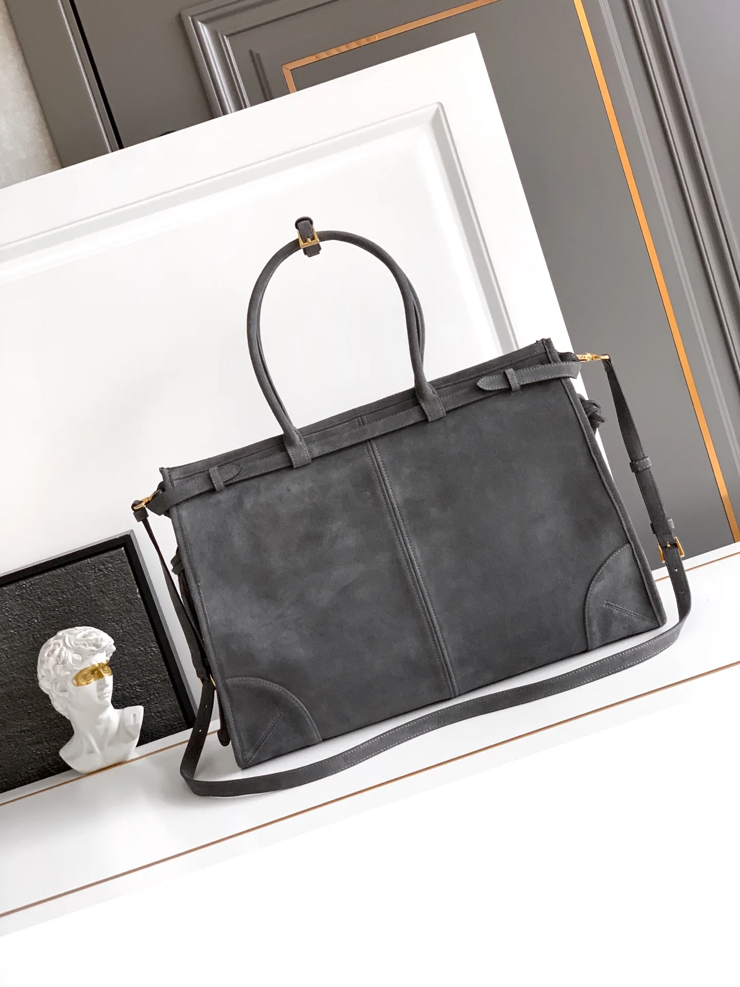 Prada Grey Calfskin Top Handle Bag product photo from LabelPicks