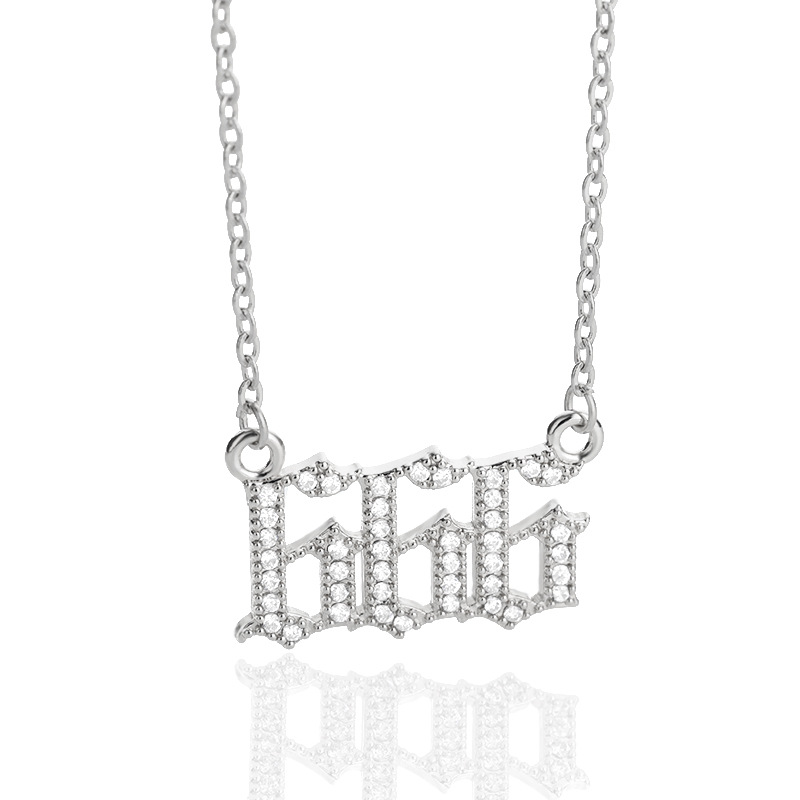 111-999 Angel Number Necklace with Bling Zirconia