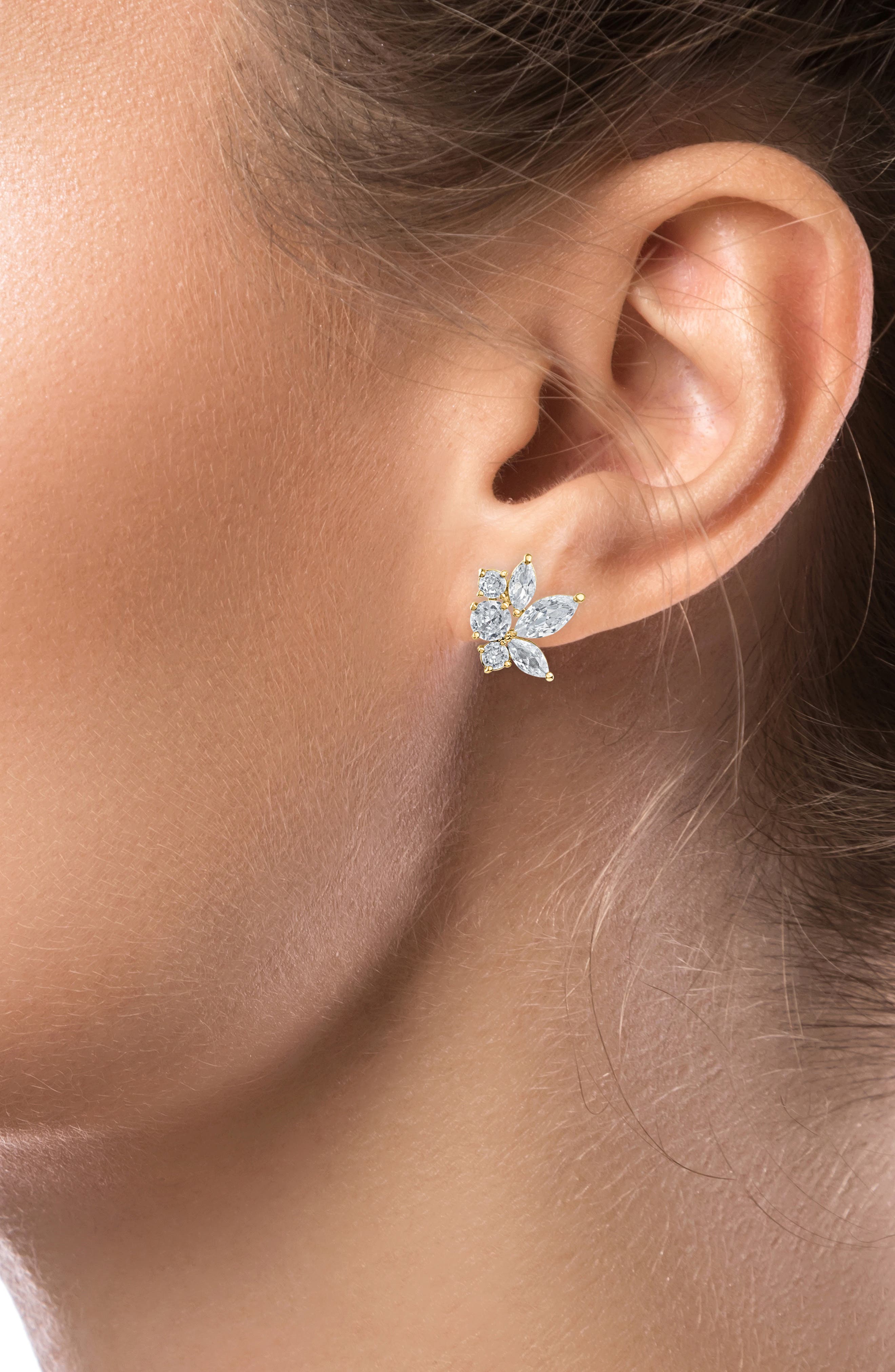 CZ by Kenneth Jay Lane Cubic Zirconia Cluster Stud Earrings