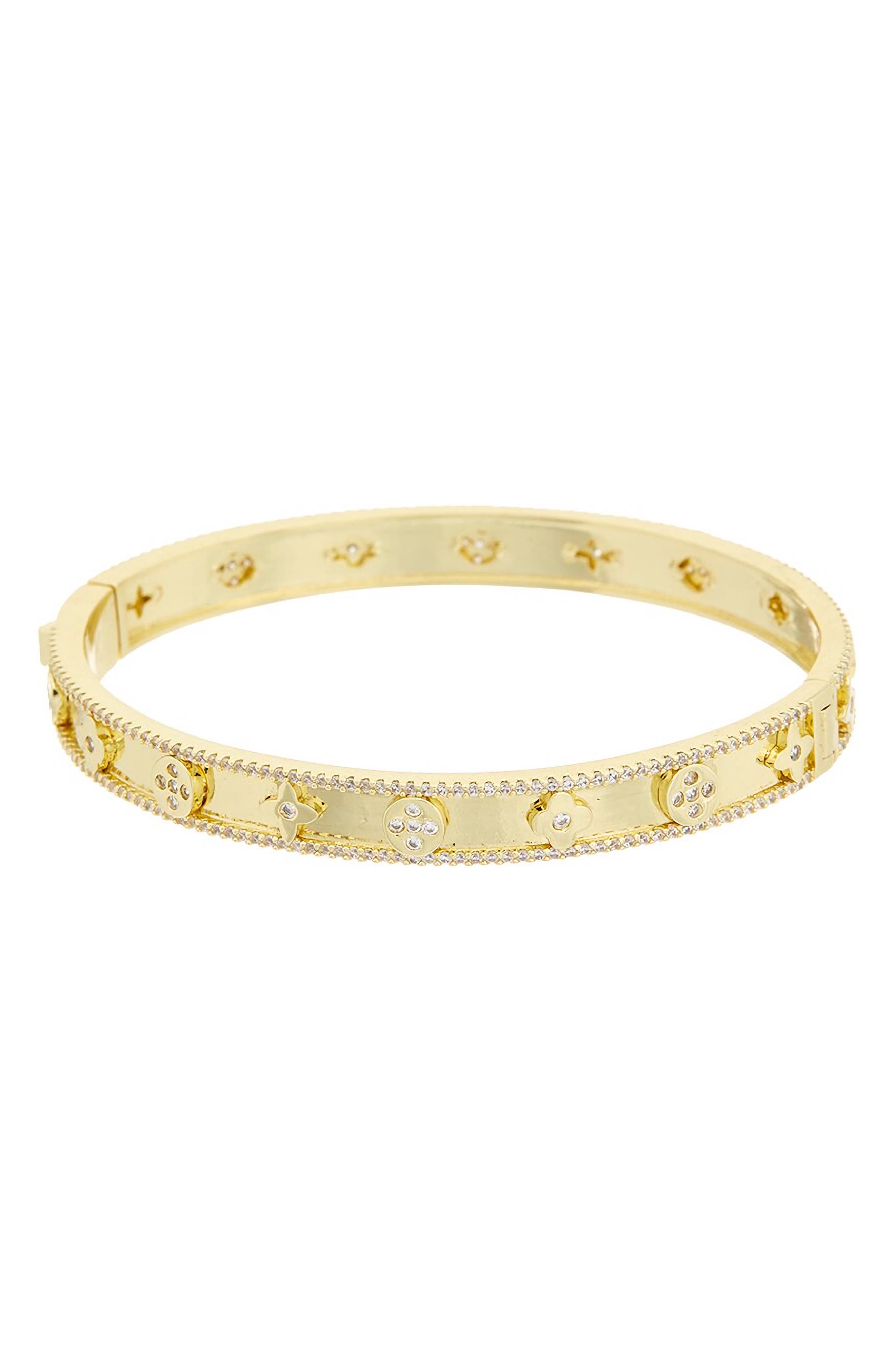 Juvell Cubic Zirconia Hinged Bangle Bracelet