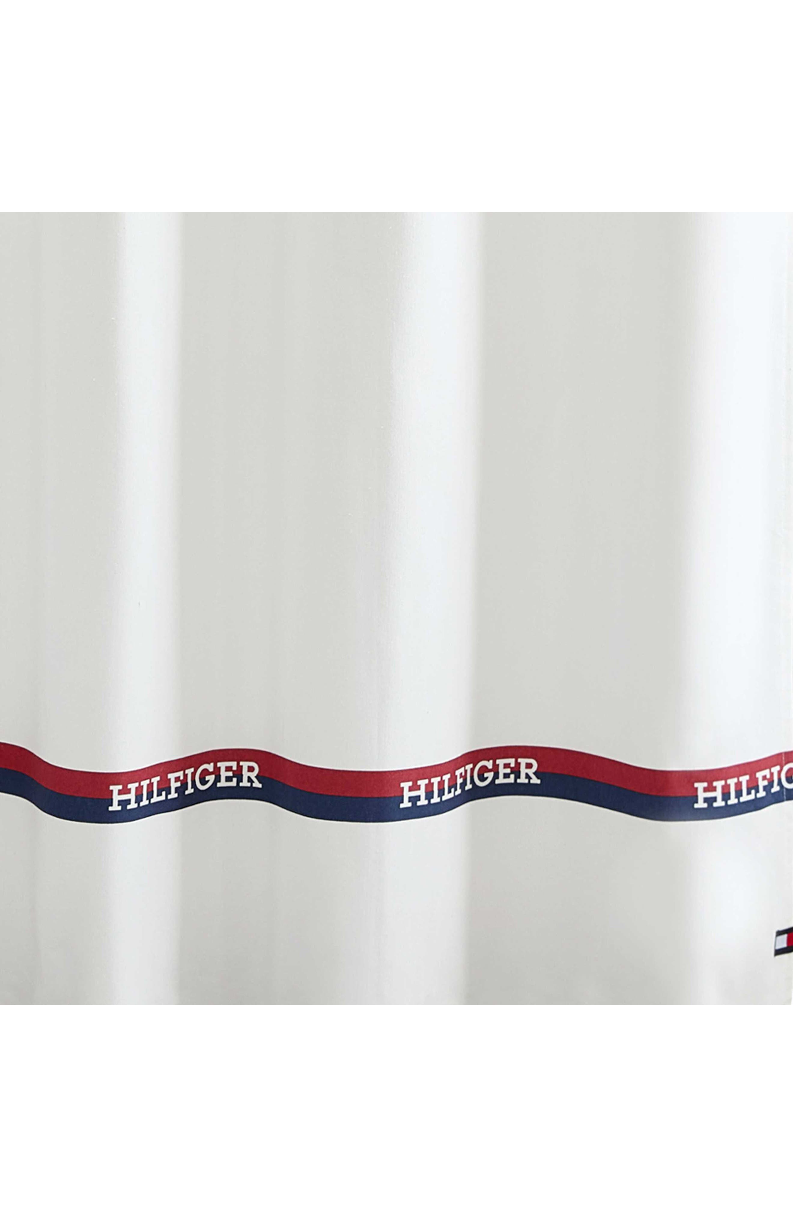 Tommy Hilfiger Logo Stripe Shower Curtain