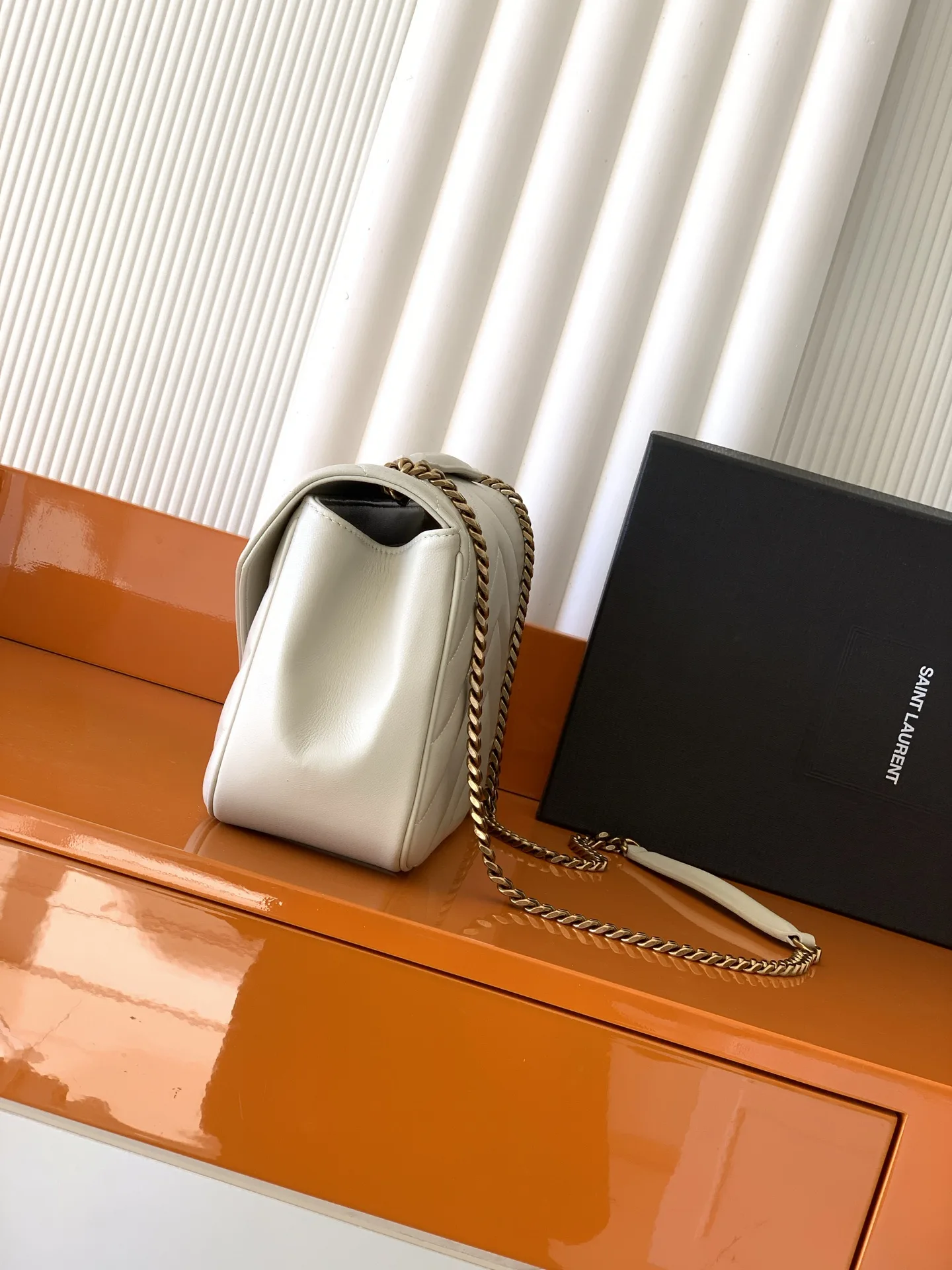 Saint Laurent White Loulou Lambskin Shoulder Bag product photo from LabelPicks