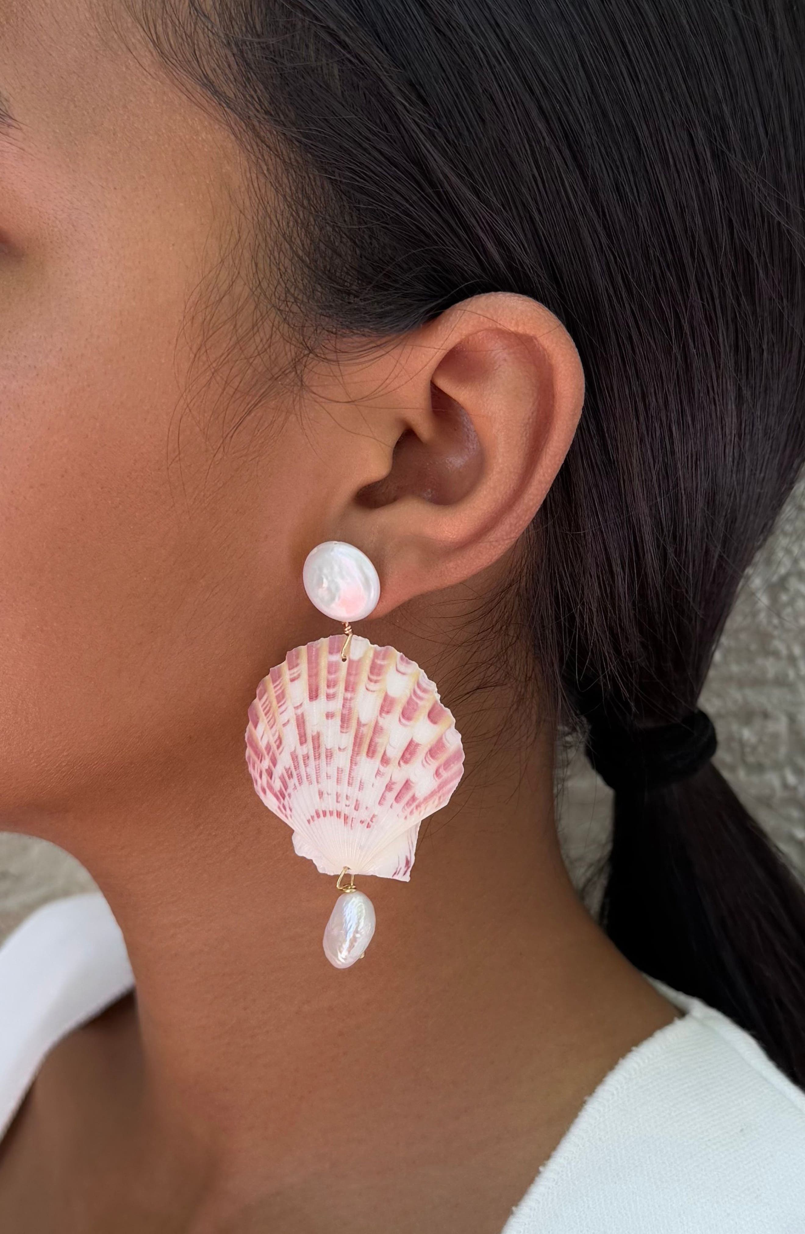 Adornia Shell & Faux Pearl Drop Earrings