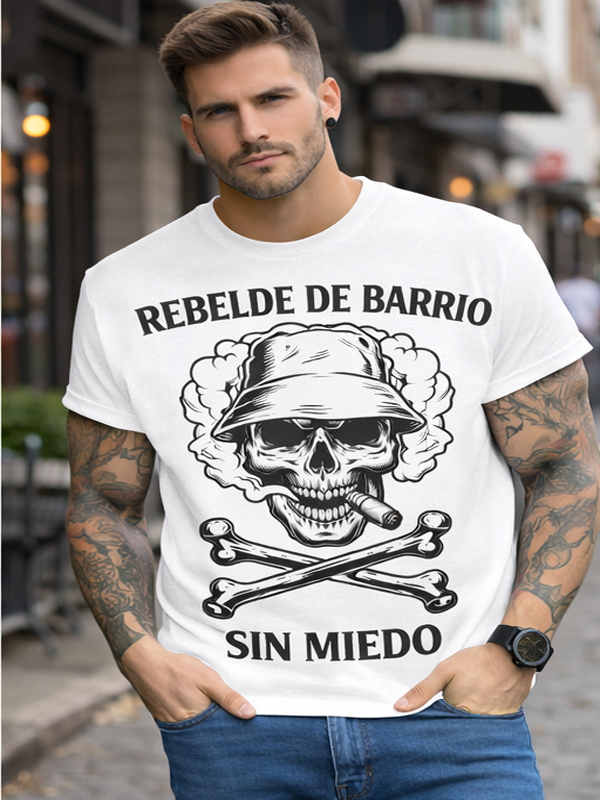 Remera “Rebelde de Barrio” – Calle y Calavera