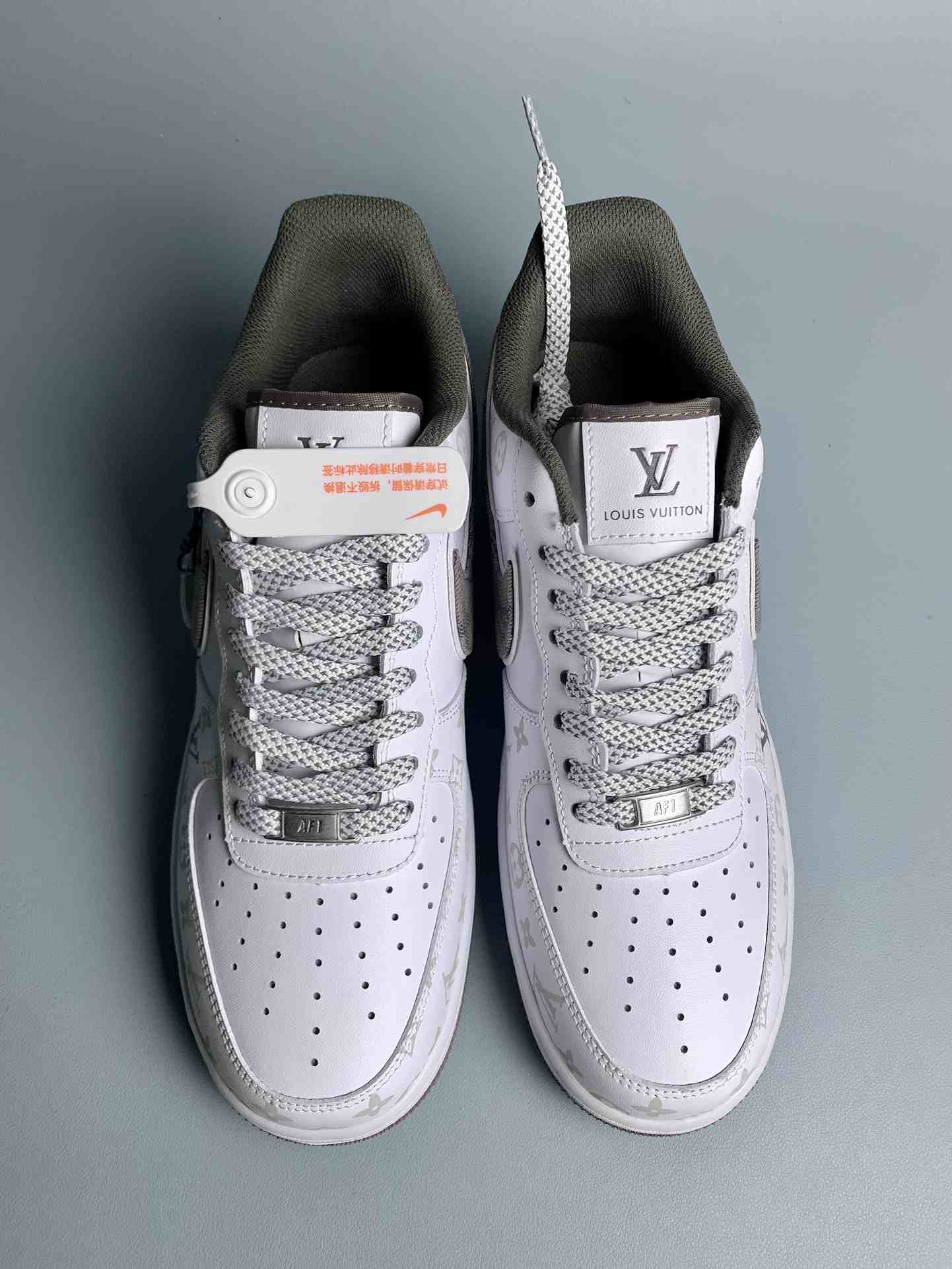 Louis Vuitton-Style Nike Air Force 1 Low - White, Grey and Brown