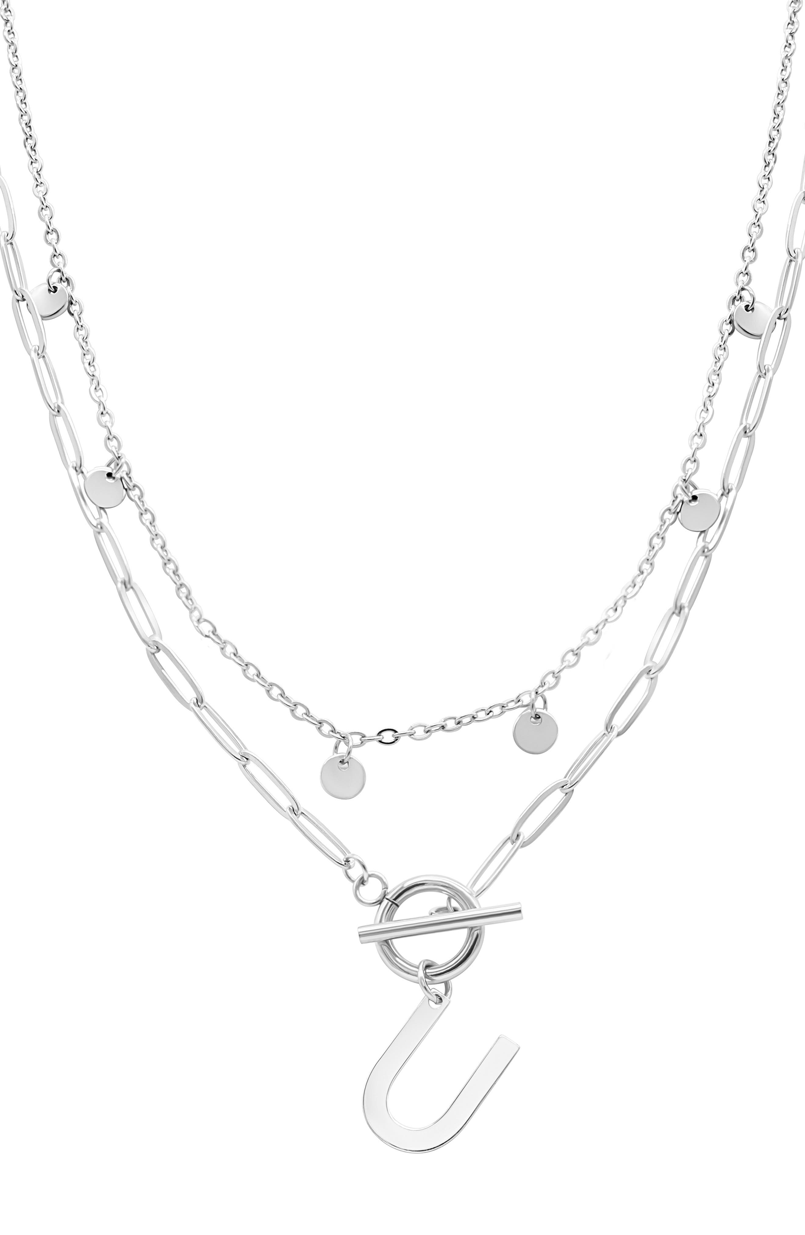 Adornia Toggle Initial Pendant Layered Necklace
