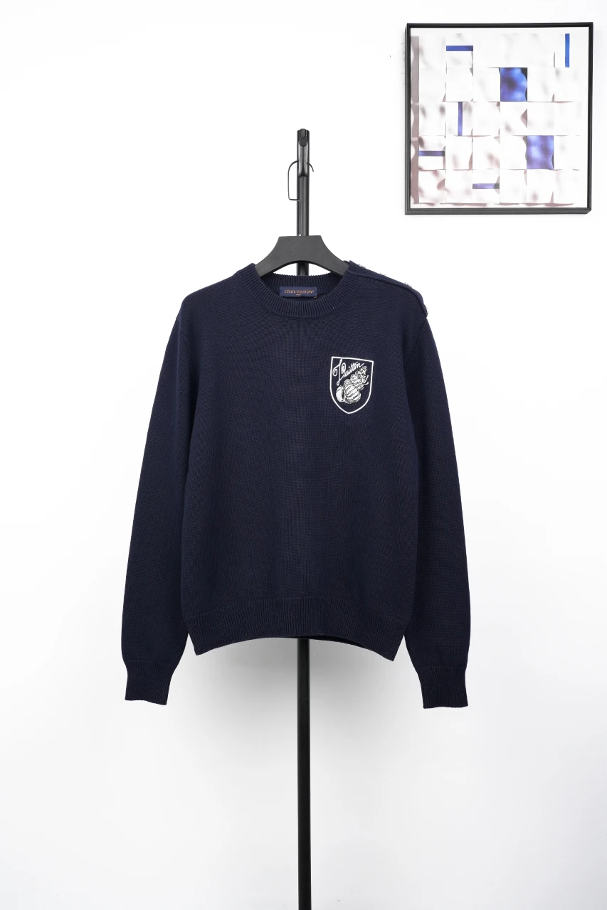 Louis Vuitton Navy Logo Embroidered Crewneck Sweater product photo from LabelPicks