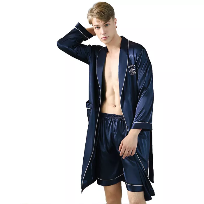 Ice silk silk pajamas summer men's nightgown home service TZ658/WP893