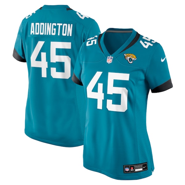 Tucker Addington Jacksonville Jaguars Nike Women's Team Game Jersey -  Teal