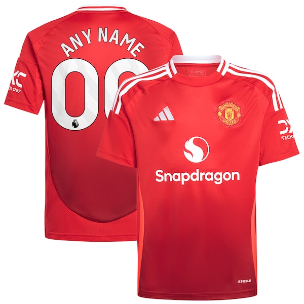Manchester United adidas Youth 2024/25 Home Replica Custom Jersey - Red
