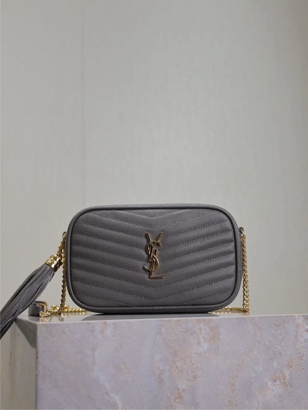 Saint Laurent Grey Calfskin Shoulder Bag product photo from LabelPicks