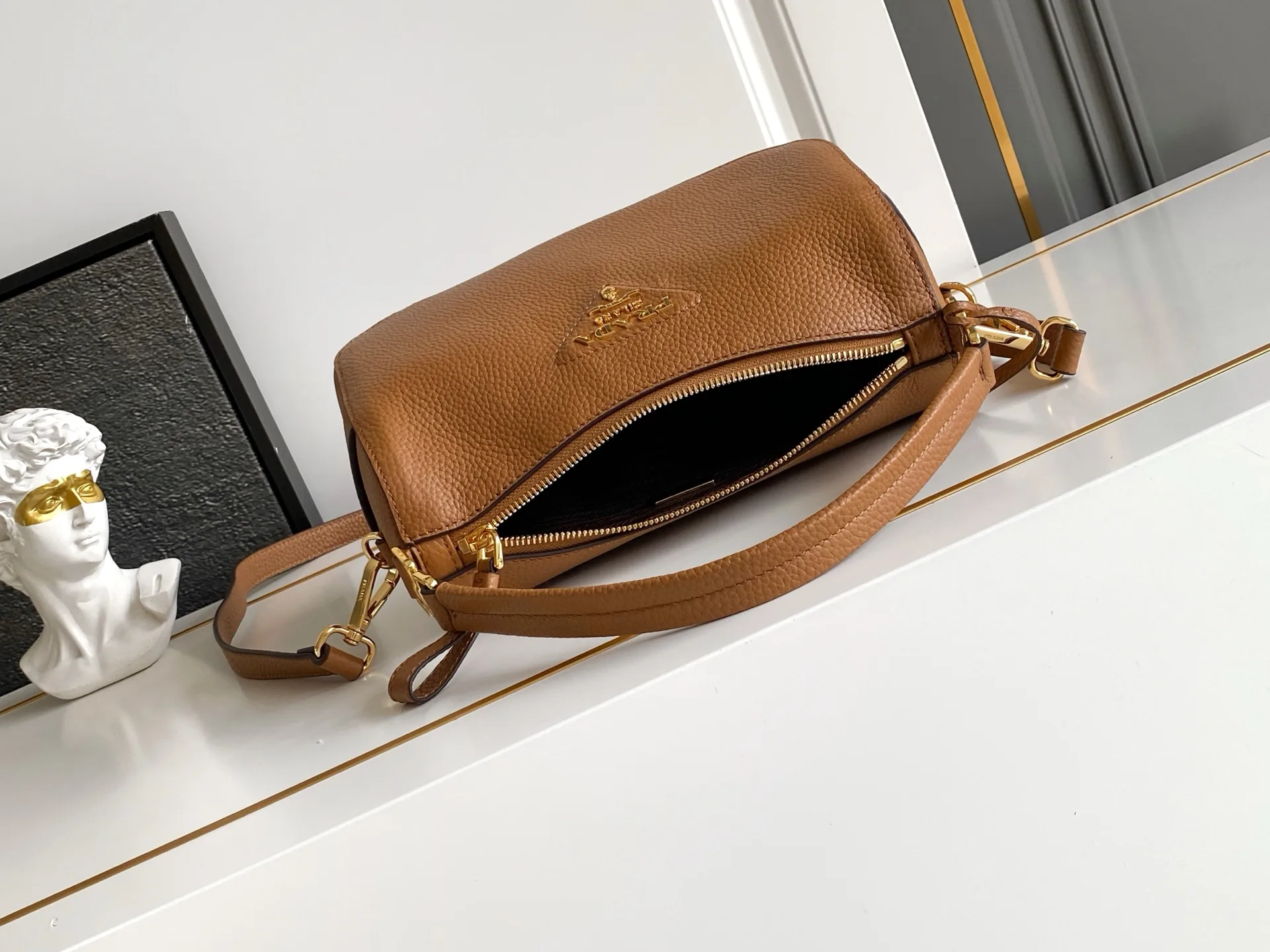 Prada Gold Grained Leather Top Handle Bag product photo from LabelPicks