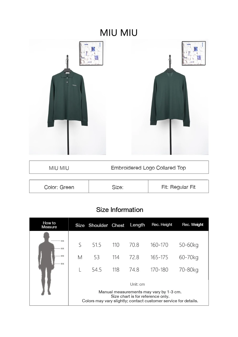 Miu Miu Dark Green Small Logo Embroidered Long Sleeve Polo Shirt product photo from LabelPicks