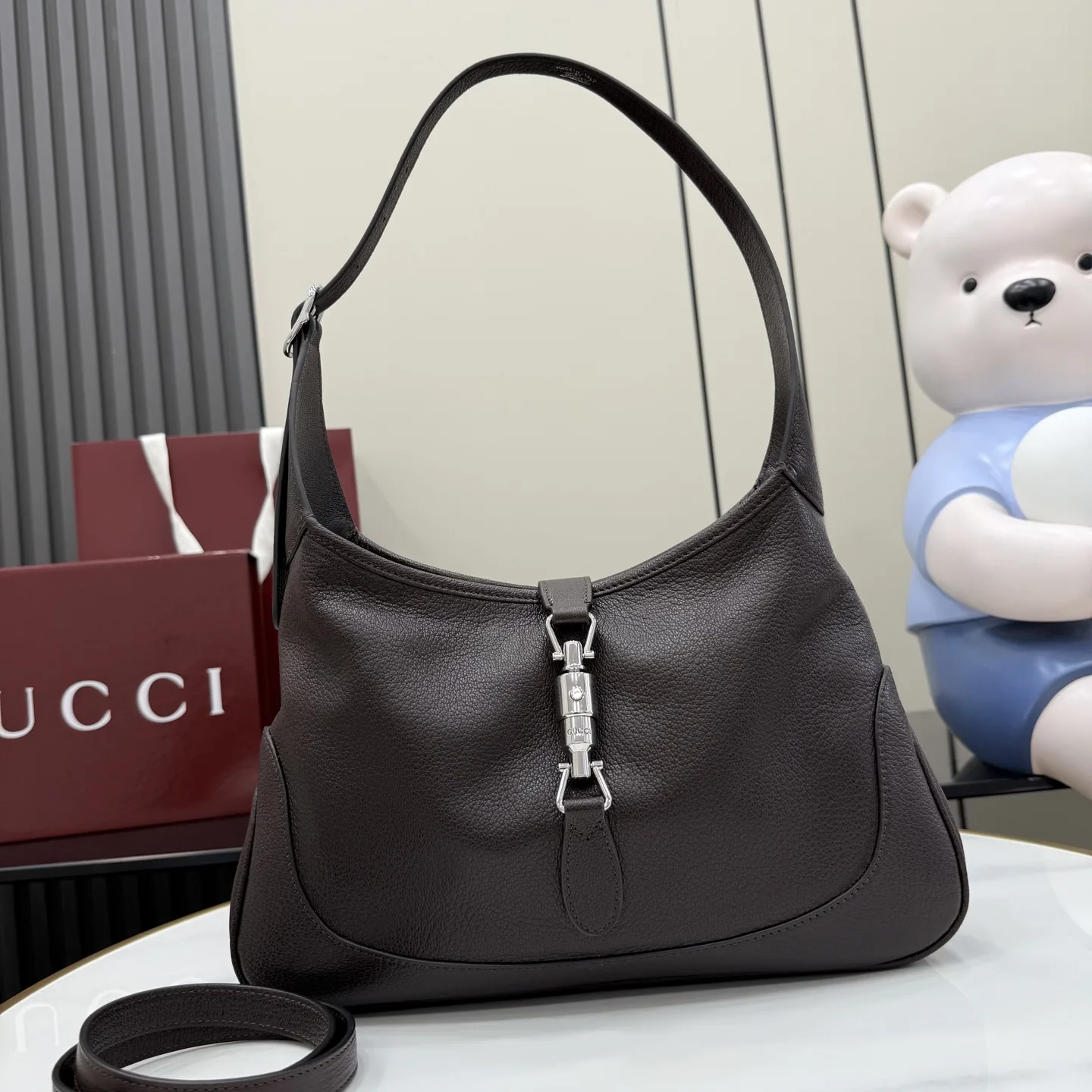 Gucci Brown Jackie Grained Leather Shoulder Bag product photo from LabelPicks