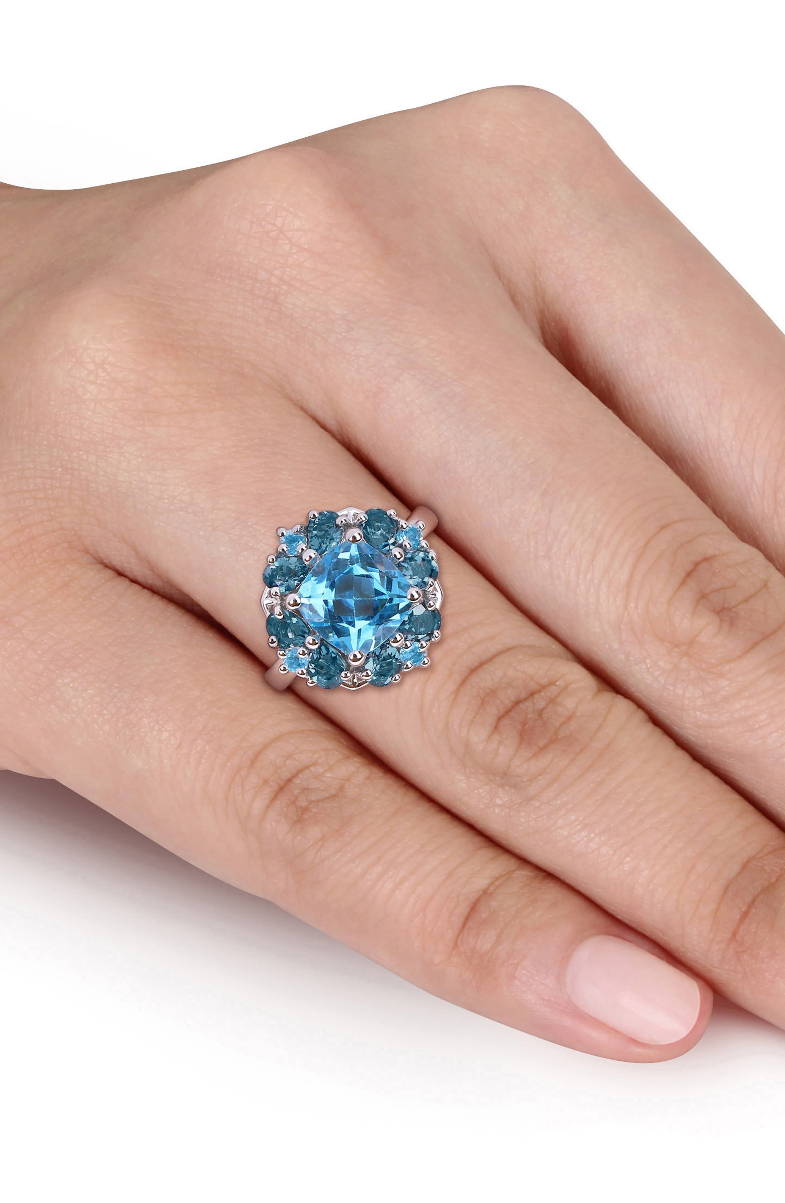DELMAR Sterling Silver Blue Topaz Ring