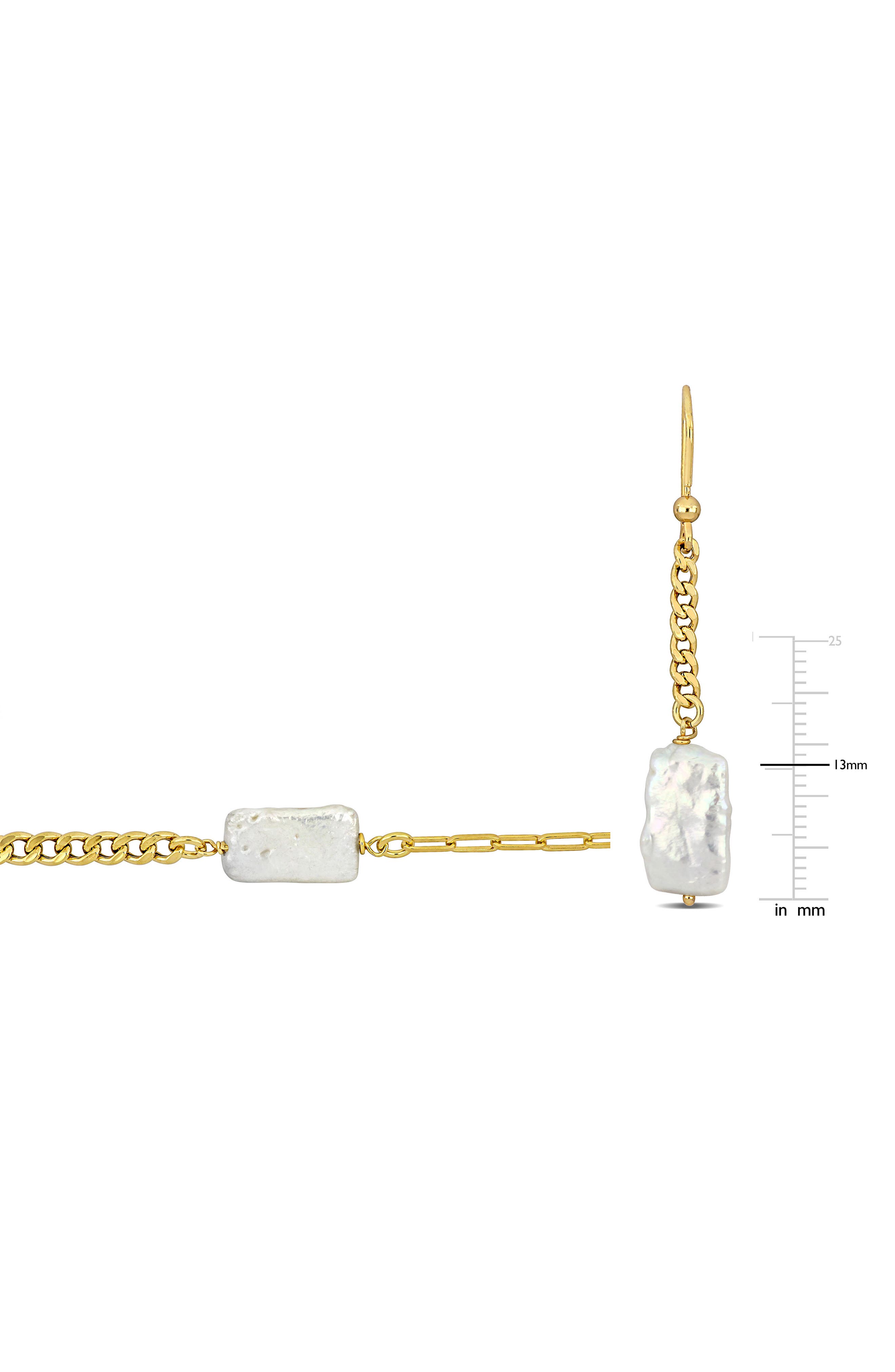 DELMAR Cultured Freshwater Pearl Curb Chain Necklace & Earrings Set